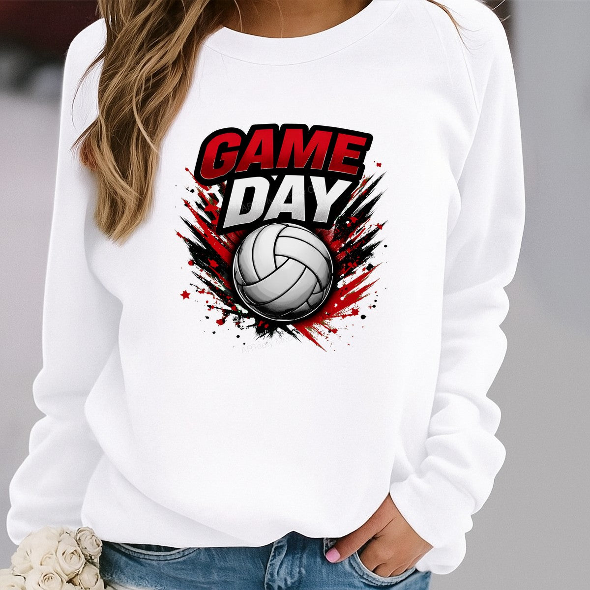 DTF Transfer Game Day Volleyball Ball Splash Graphic for T Shirts Hoodies and Sports Fan Apparel - 2