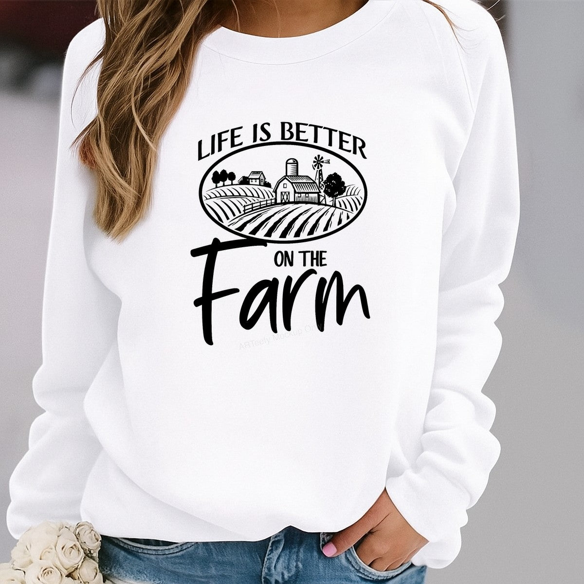 DTF Transfer Life Is Better On The Farm Country Barn Graphic for T Shirts Hoodies and Tote Bags - 2