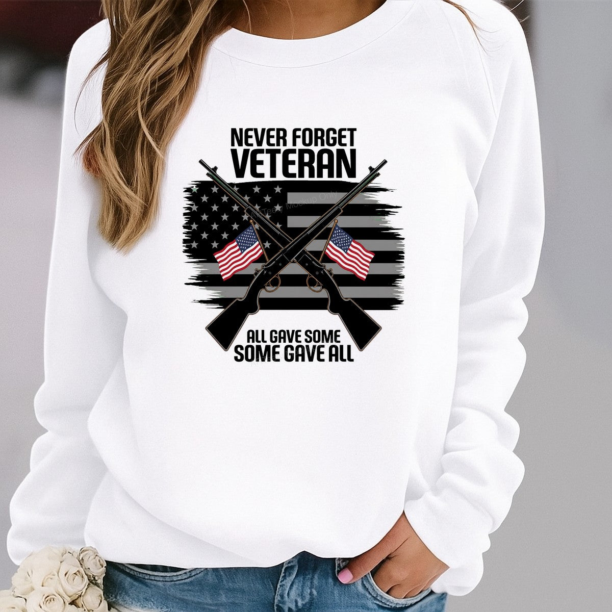 DTF Transfer Never Forget Veteran All Gave Some Quote with American Flag and Rifles for T Shirts Hoodies and Patriotic Apparel - 2