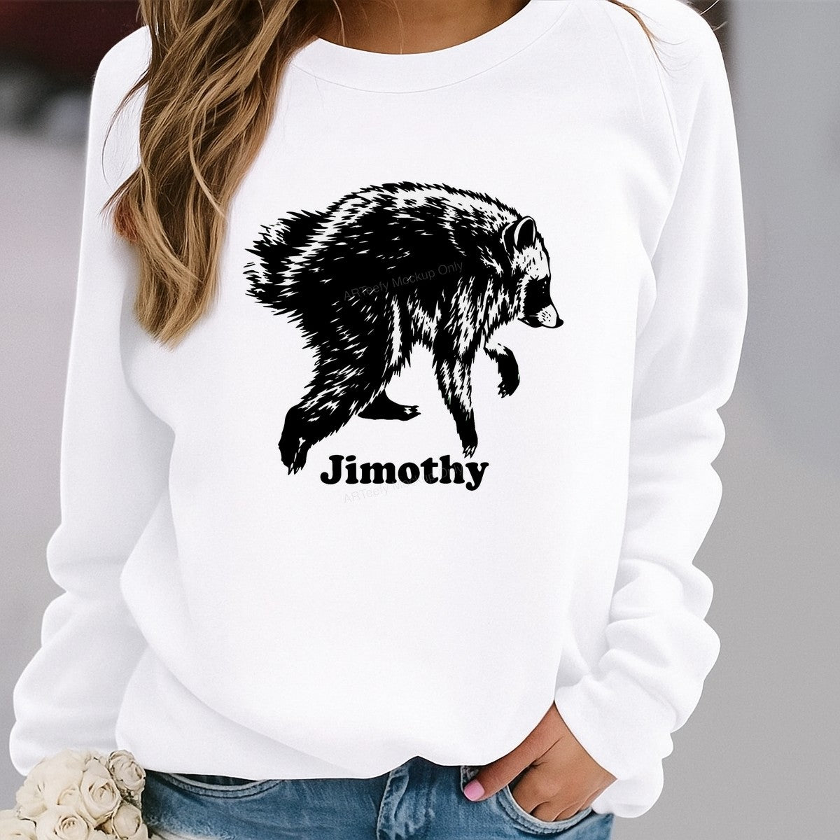 DTF Heat Transfer Jimothy Raccoon Silhouette Graphic for T Shirts Hoodies and Tote Bags - 2