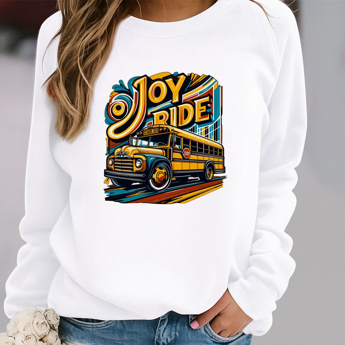 DTF Heat Transfer Joy Ride Retro School Bus Graphic for T Shirts Hoodies and Tote Bags - 2