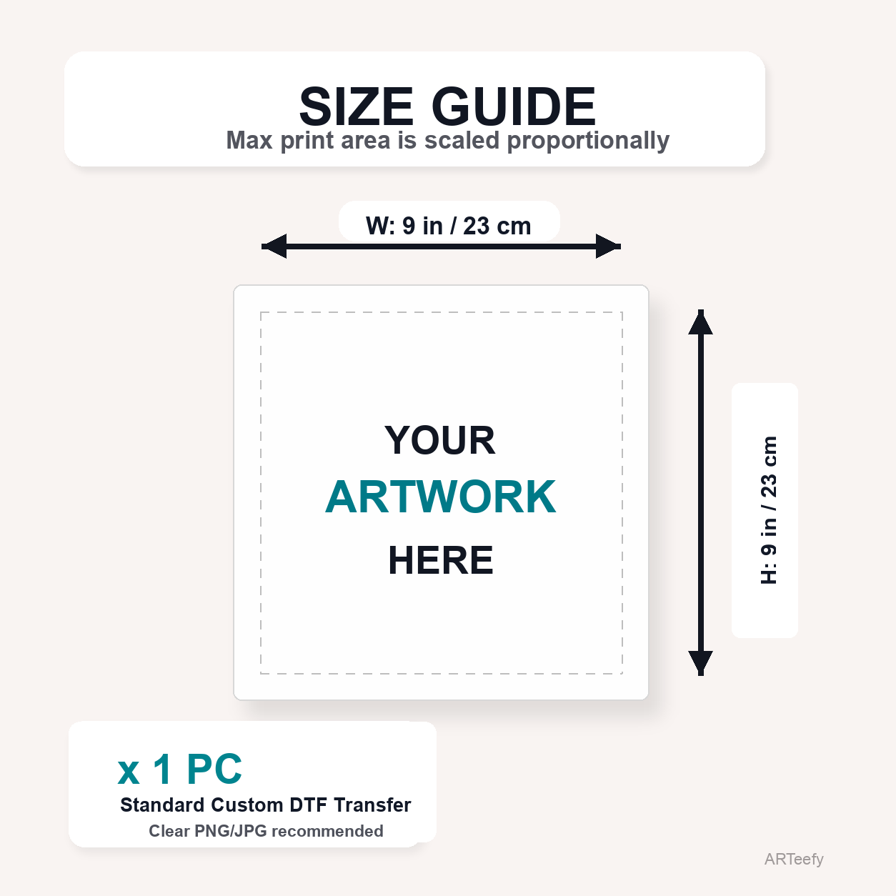1 Custom DTF Transfer - 9" x 9" (23 x 23 cm) - 2