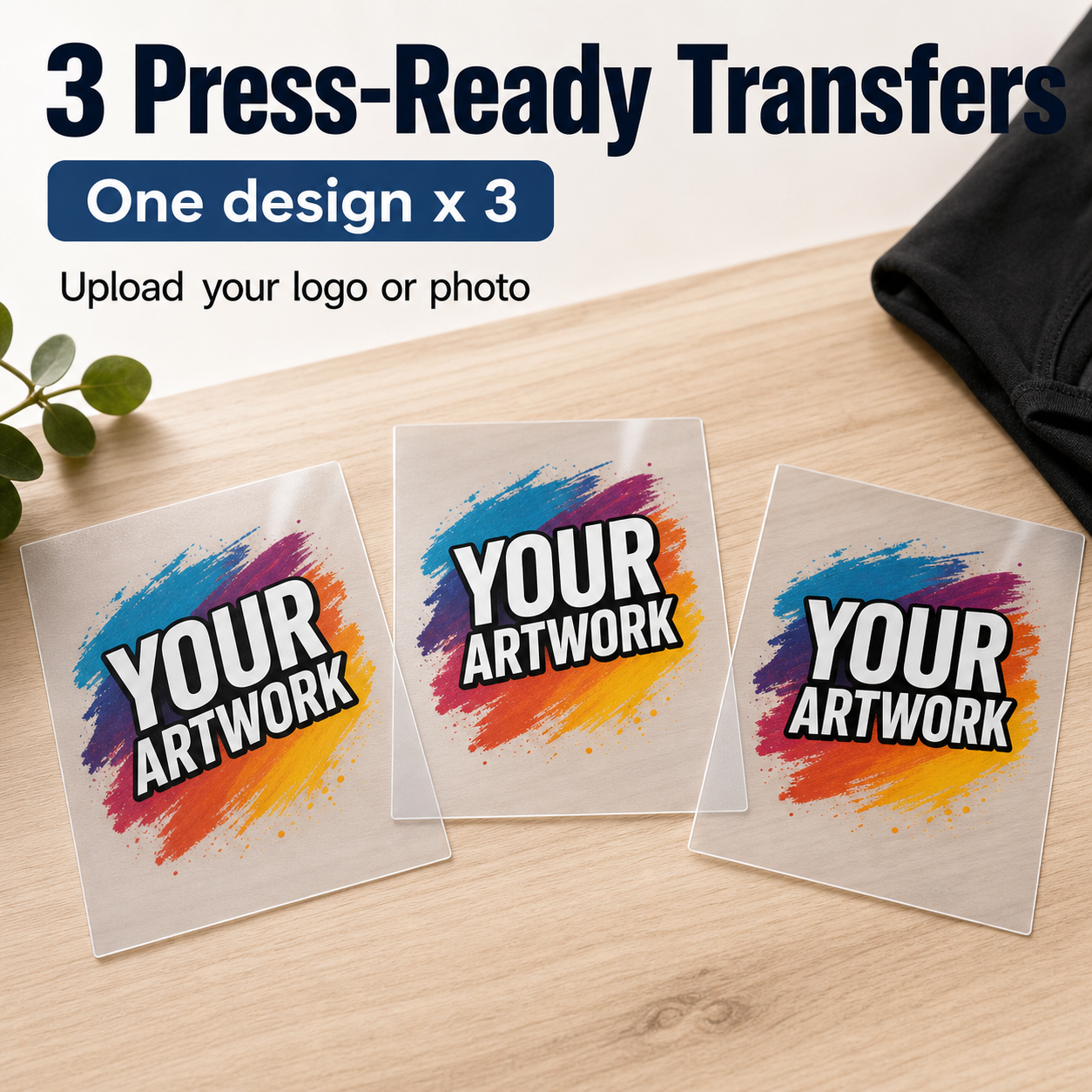 3pcs Custom 7 inch DTF Iron On Transfer [18×18cm] Ready to Press Personalized Heat Transfer for Youth T-Shirt, Hoodie, Tote Bag  Medium Size DIY Your Own Design