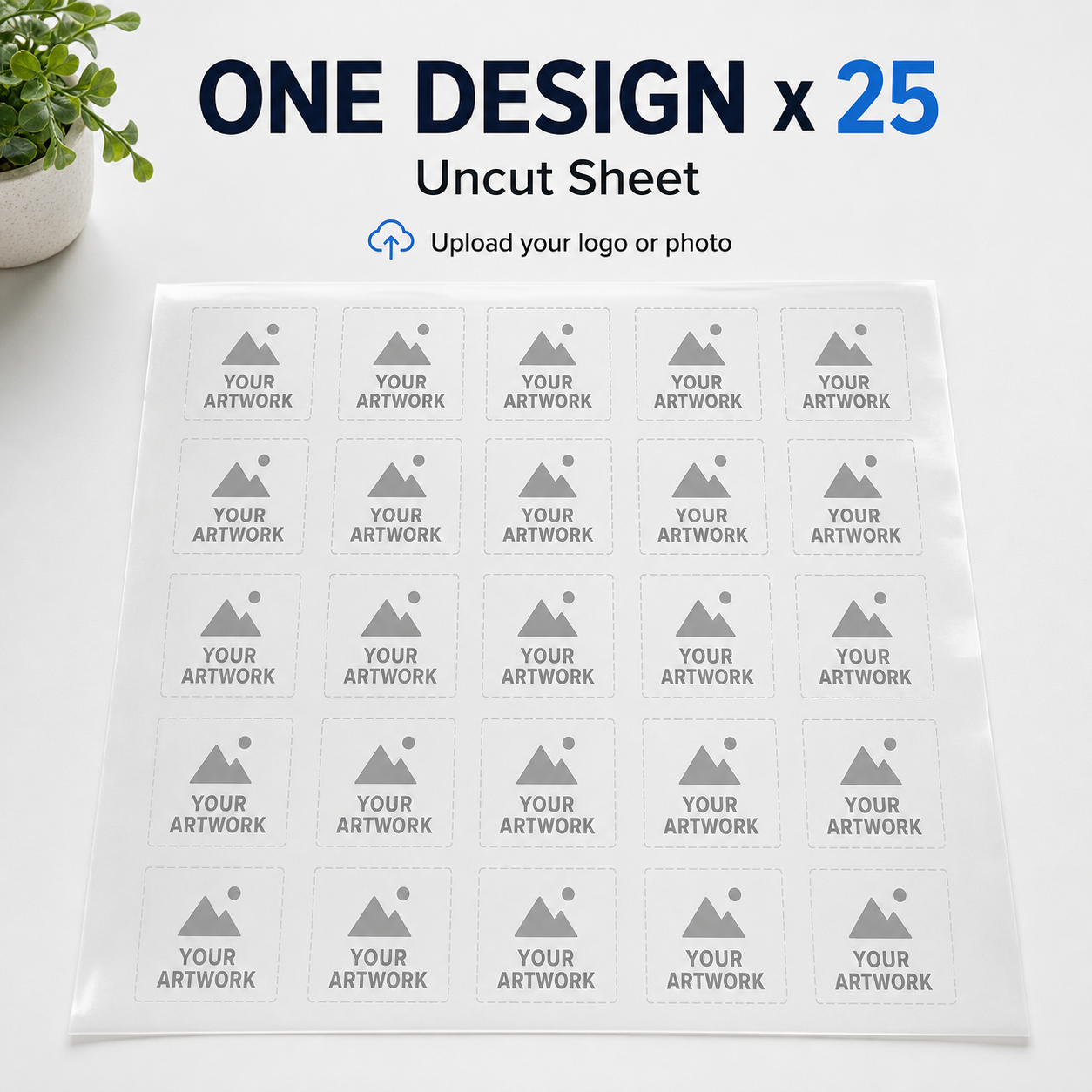 25pcs Custom 2 inch Mini DTF Iron On Transfer [5×5cm] Ready to Press Personalized Heat Transfer Sticker for Neck Label, Sleeve, Hat, Pocket Logo DIY Your Own Design