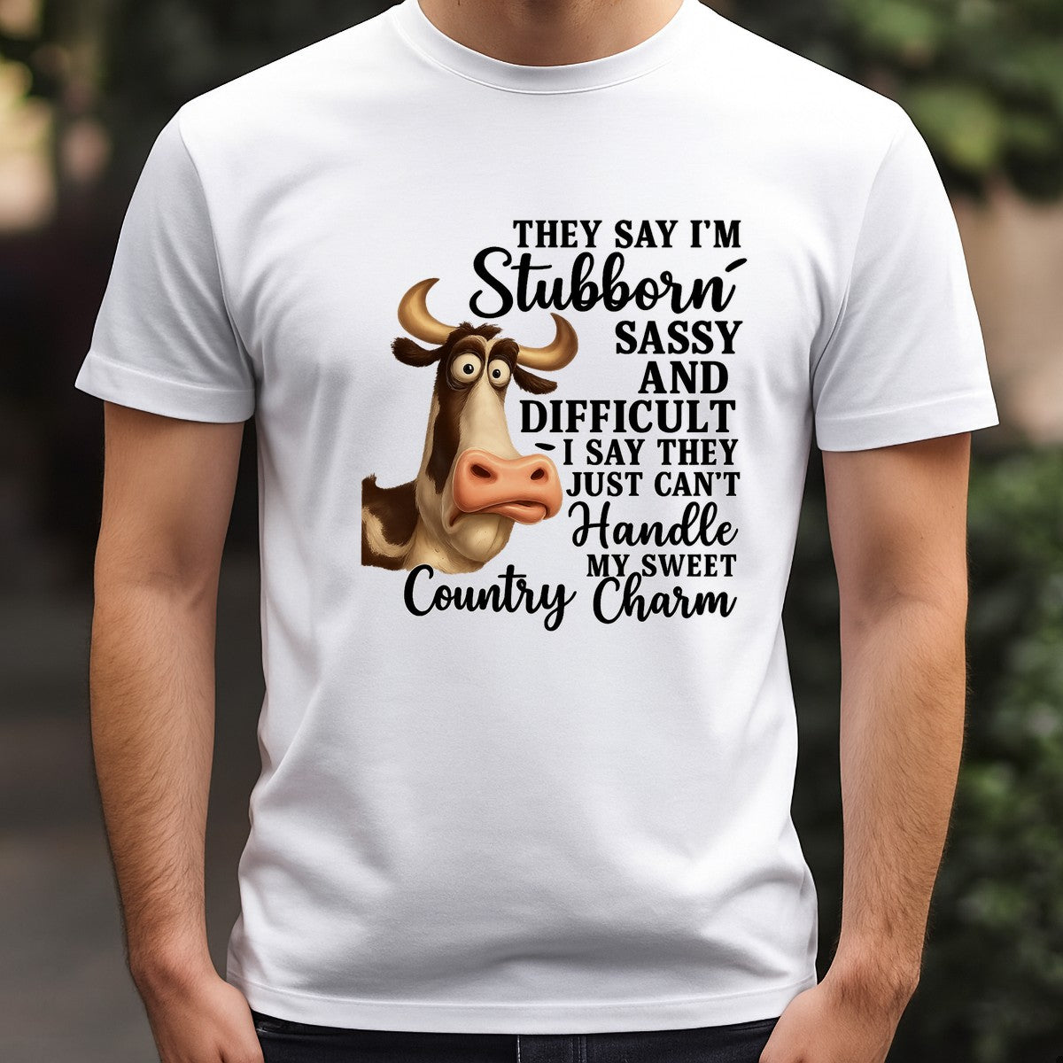 DTF Heat Transfer Iron On Sticker Stubborn Sassy Cow Country Charm Graphic for DIY T Shirts Hoodies Bags Home Decor and Western Theme Parties - 3