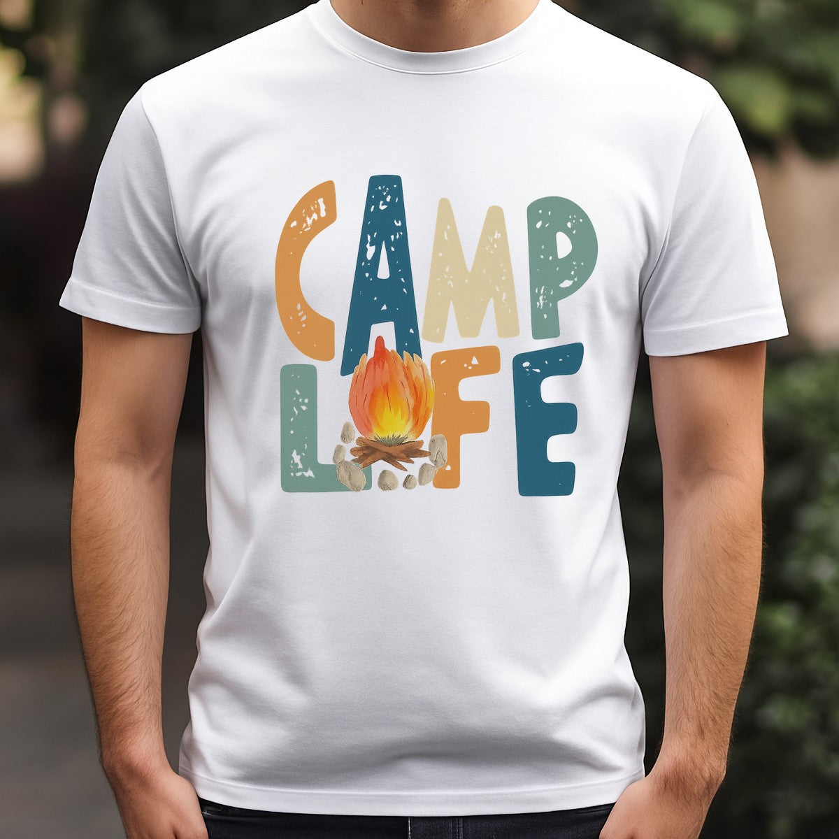 DTF Heat Transfer Iron On Sticker Camp Life with Campfire Graphic for Outdoor Adventure T Shirts Hoodies Bags and Home Decor - 3