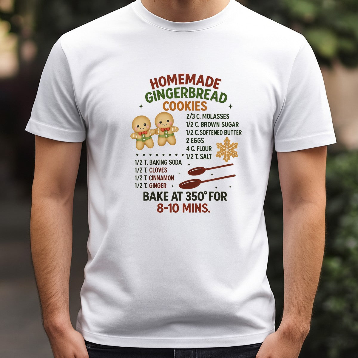DTF Heat Transfer Iron On Sticker Homemade Gingerbread Cookies Recipe with Cute Gingerbread Man Graphic for Christmas Holiday Baking Decor Aprons Towels and Kitchen Gifts - 3