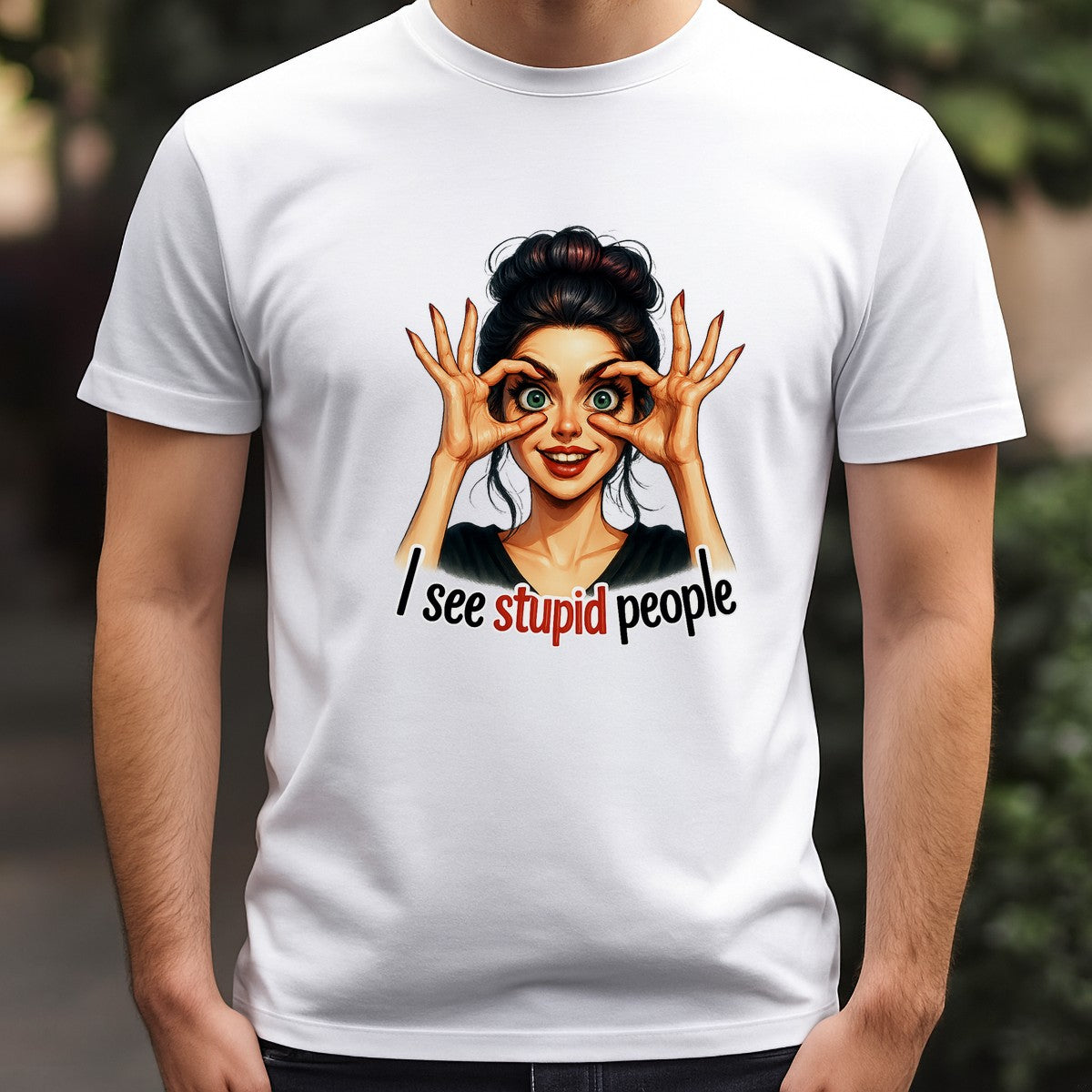 DTF Heat Transfer Iron On Sticker I See Stupid People Funny Graphic for Halloween Decorations T Shirts Hoodies Bags and Home Decor - 3