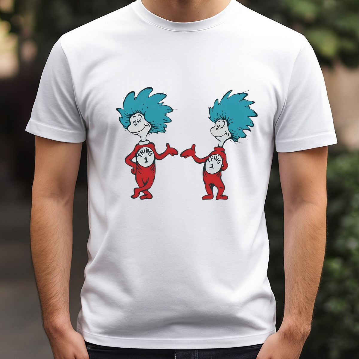 DTF Heat Transfer Iron On Sticker Thing One and Thing Two Characters in Red Suits for Halloween Party Favors T Shirts Hoodies Bags and Home Decor - 3