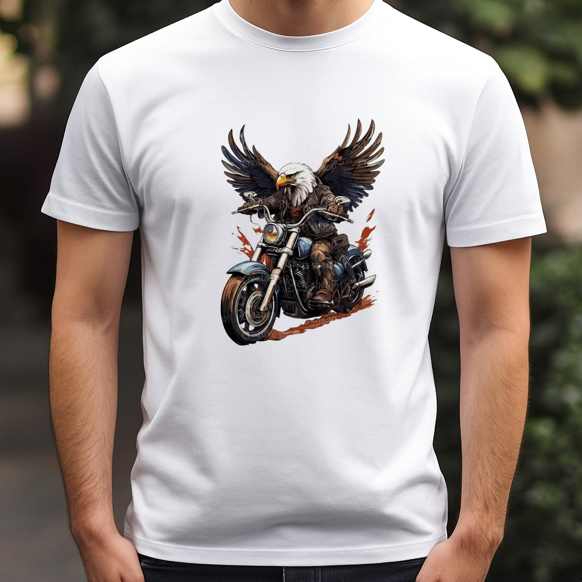 DTF Heat Transfer Iron On Sticker Bald Eagle Riding Motorcycle Graphic for Patriotic Apparel Biker Jackets Bags and Home Decor - 3