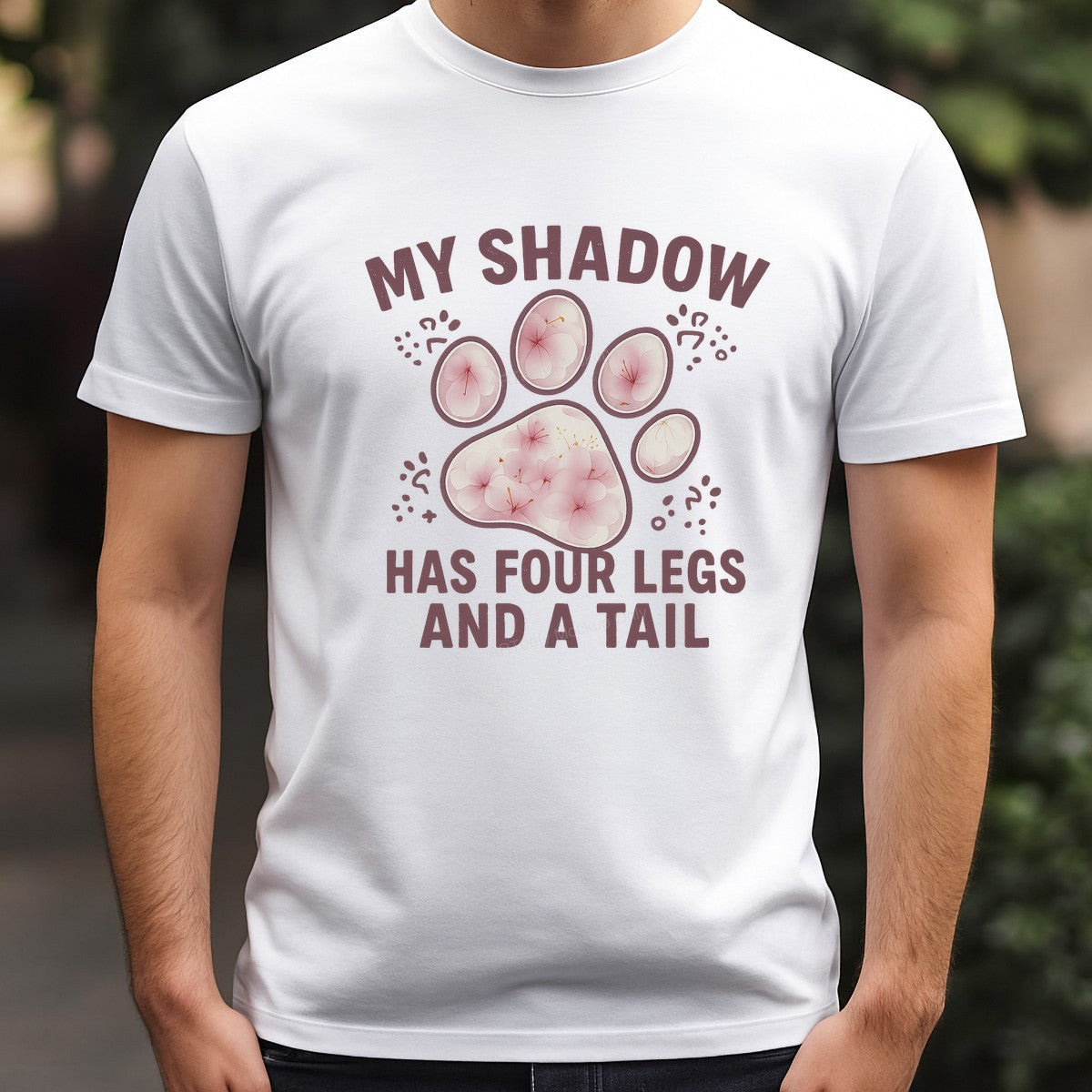 DTF Heat Transfer Iron On Sticker Iron On Transfers for T Shirts Floral Pet Paw Print My Shadow Has Four Legs and a Tail Design for Animal Lovers Apparel - 3