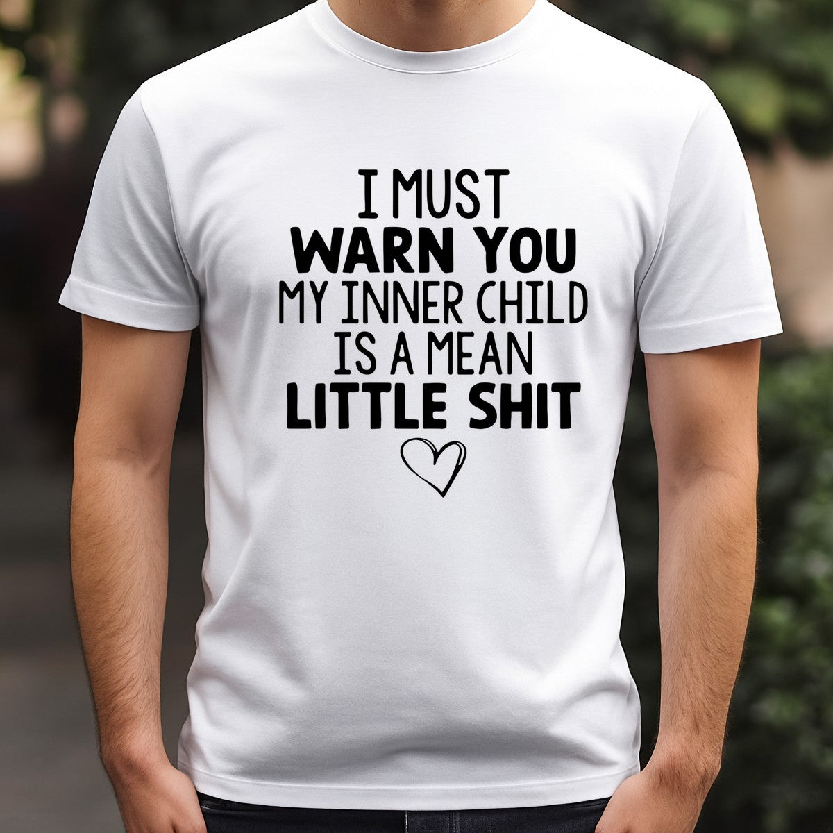 DTF Heat Transfer Iron On Sticker I Must Warn You My Inner Child is a Mean Little Quote with Heart Design for Halloween Party Favors Apparel Bags and Home Decor - 3