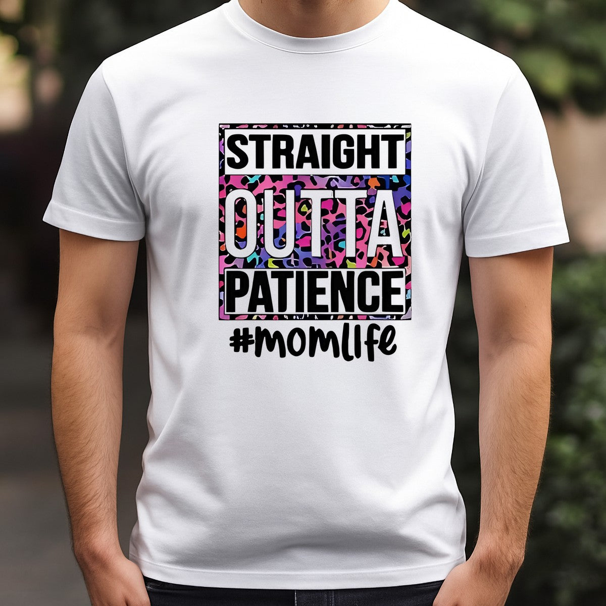 DTF Heat Transfer Iron On Sticker Straight Outta Patience Bold Lettering with Colorful Animal Print for Mom Life T Shirts Hoodies Tote Bags Aprons and Home Decor - 3