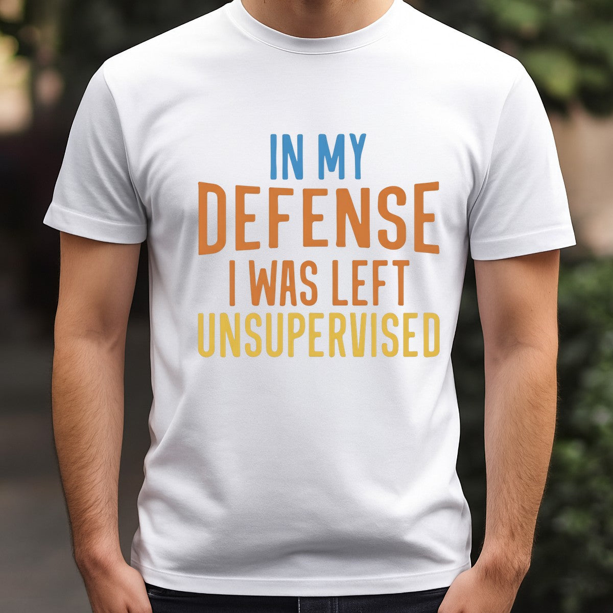 DTF Heat Transfer Iron On Sticker In My Defense I Was Left Unsupervised Lettering for Halloween Party Favors T Shirts Hoodies Tote Bags Aprons and Home Decor - 3
