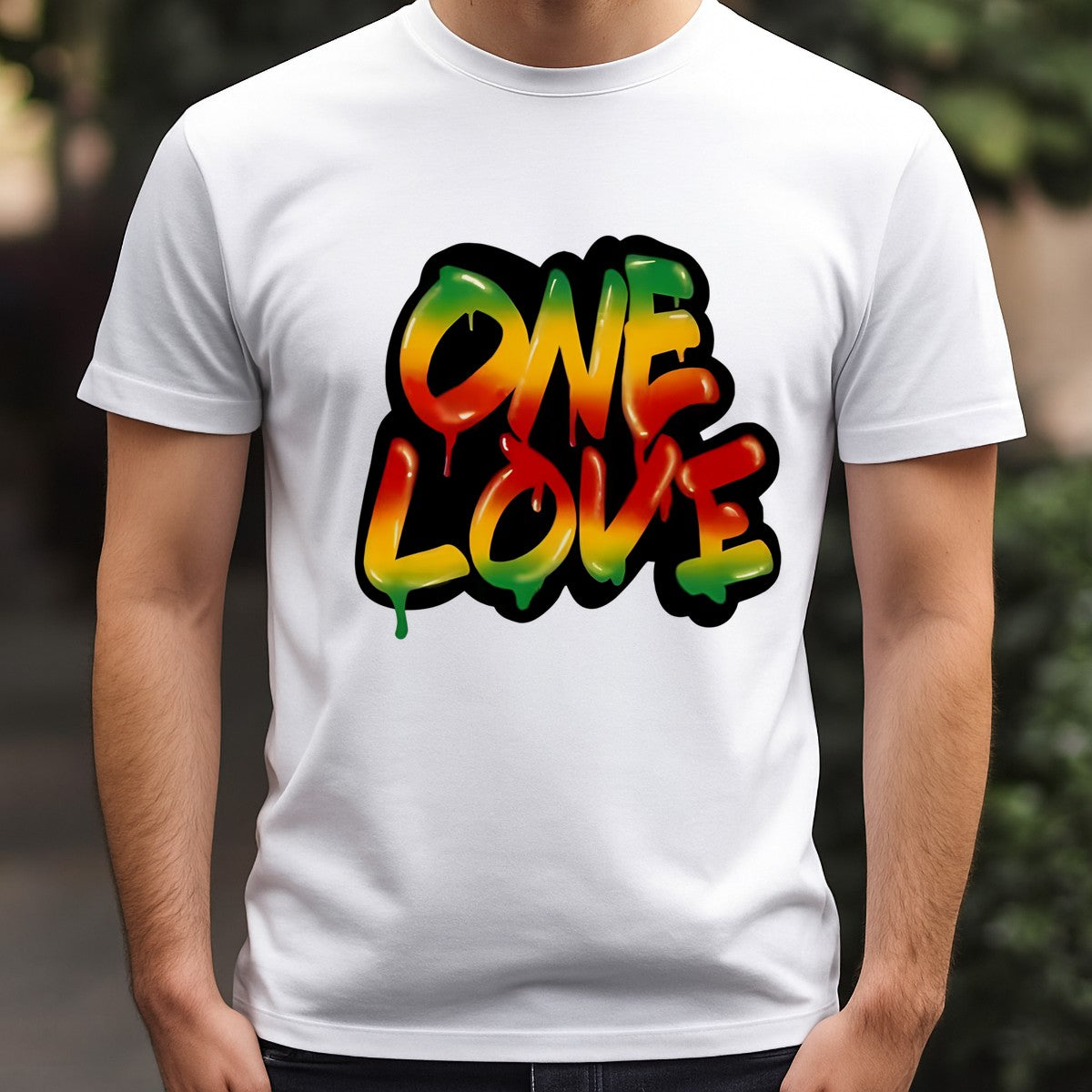 DTF Heat Transfer Iron On Sticker One Love Dripping Graffiti in Vibrant Yellow Green Red for Halloween Party Favors T Shirts Hoodies Bags and Home Decor - 3