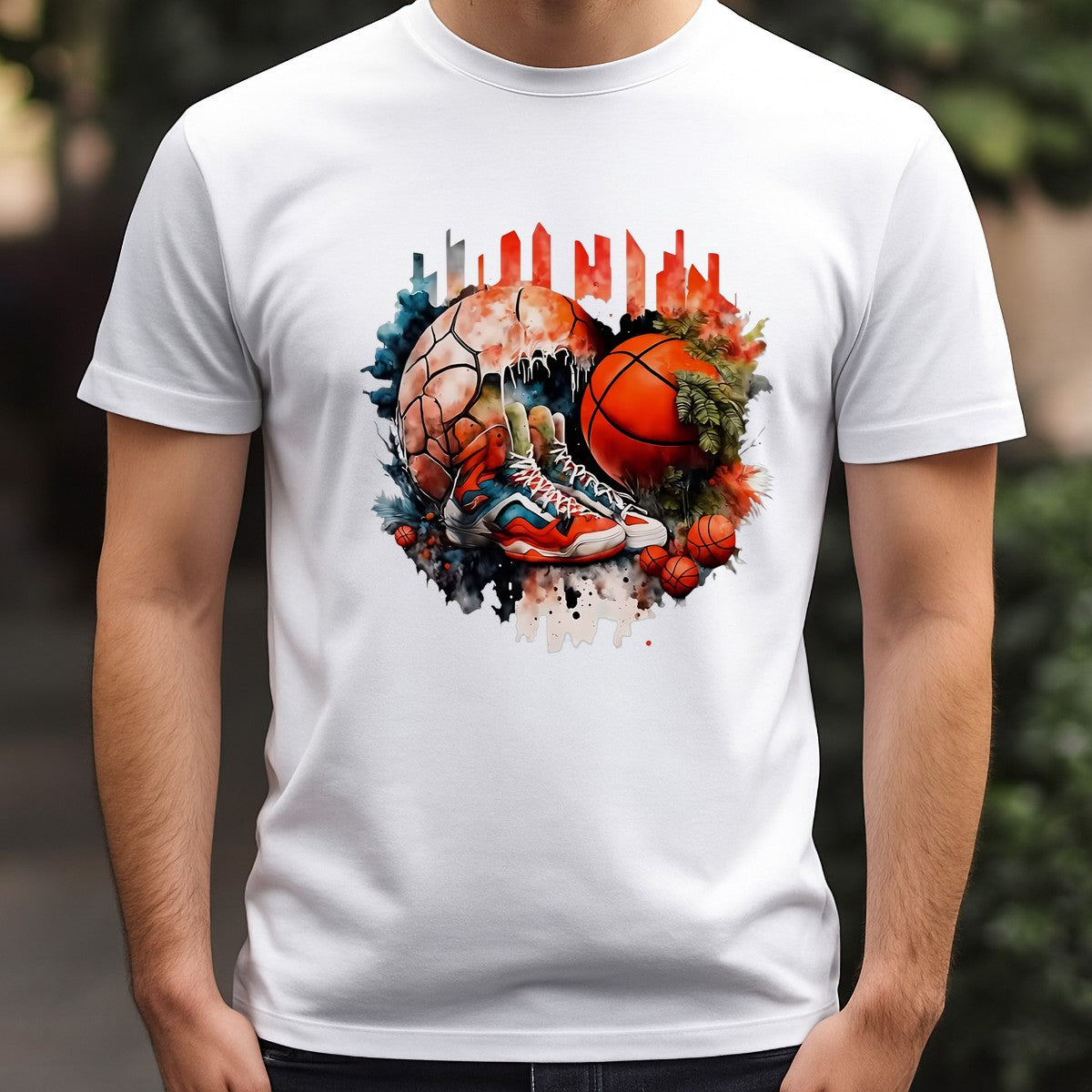 DTF Heat Transfer Iron On Sticker Basketball Skull and City Skyline Graphic for Halloween Decorations T Shirts Hoodies and Home Decor - 3