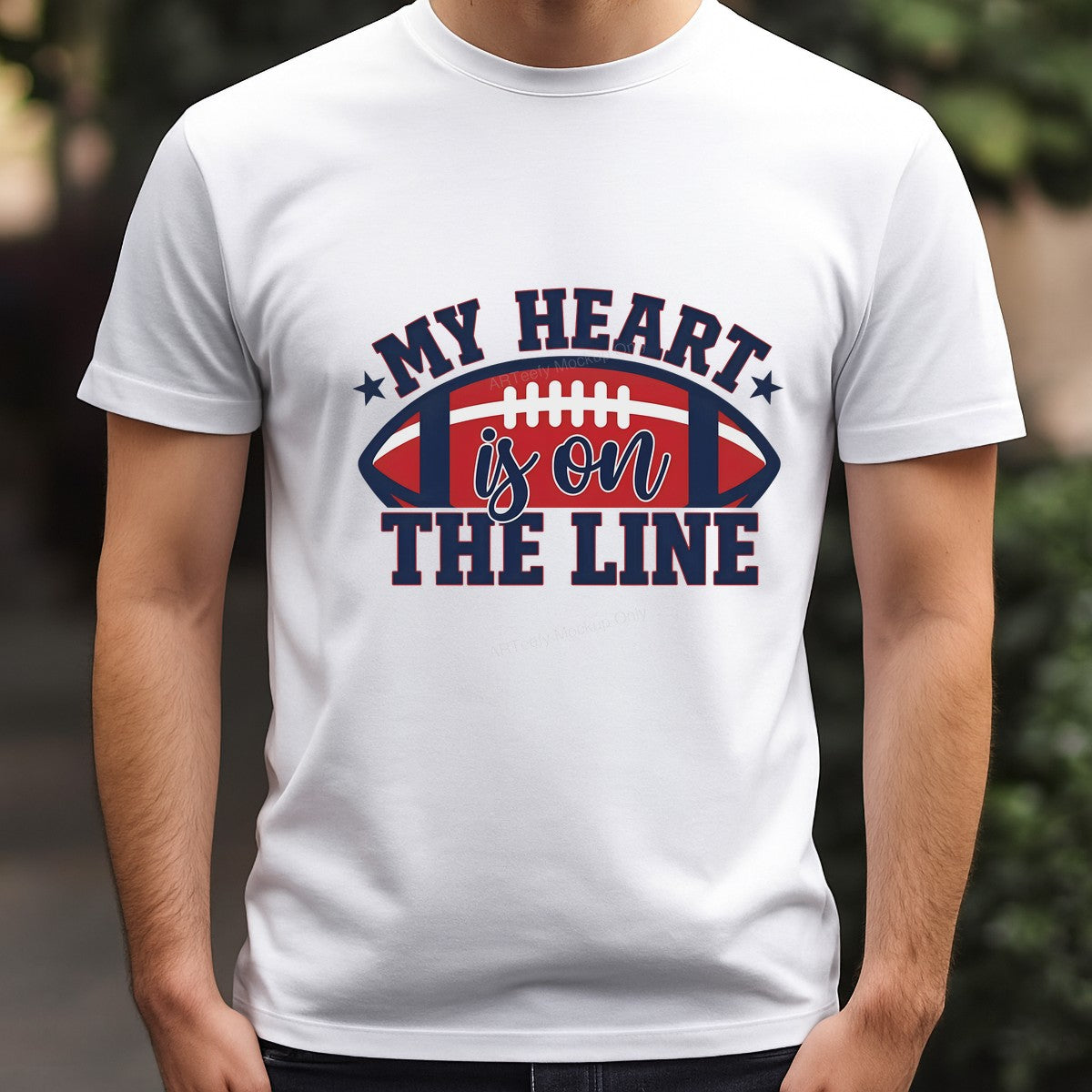 DTF Heat Transfer Iron On Sticker Iron On Transfers for T Shirts Football Theme My Heart is on the Line Design for Sports Apparel Local Warehouse - 3
