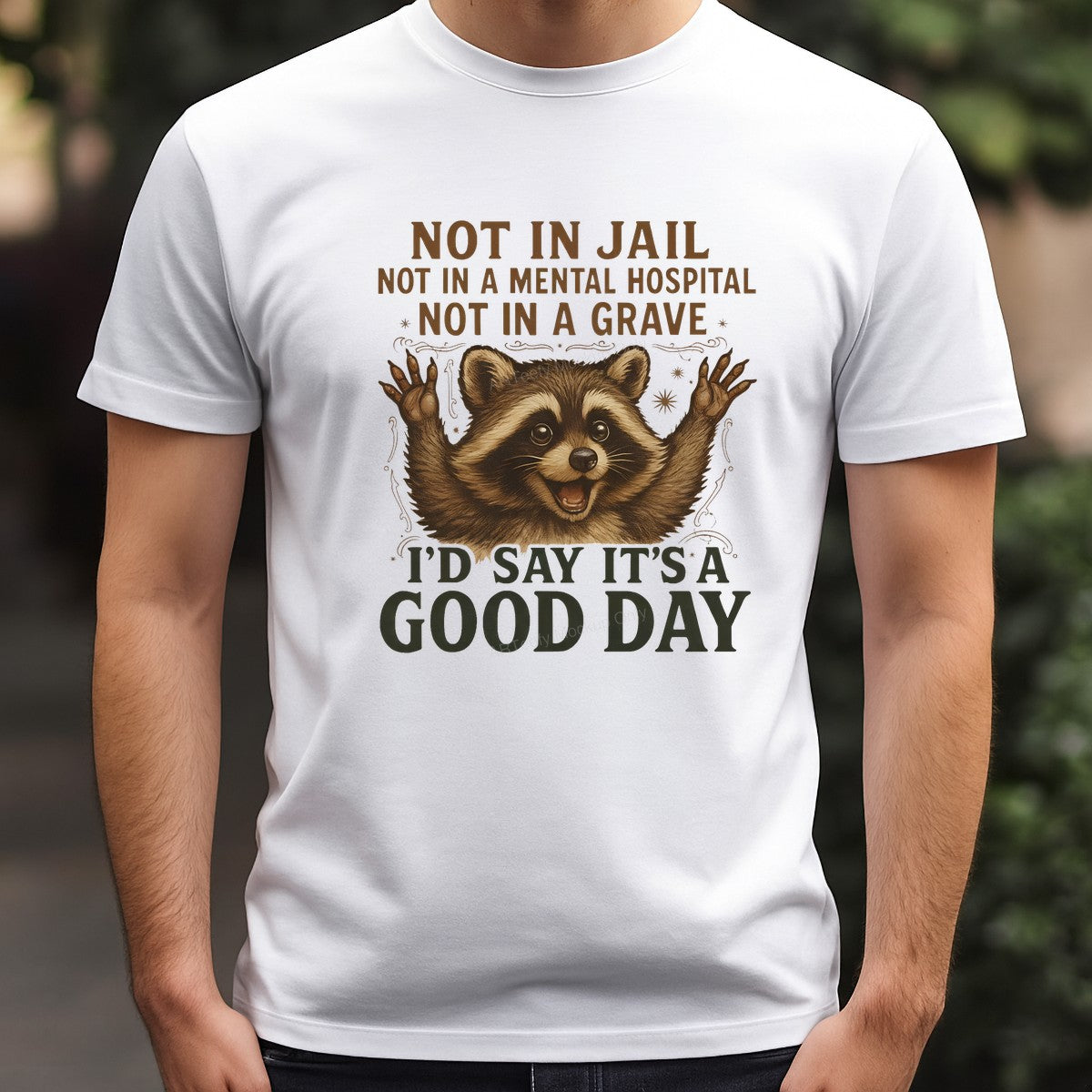DTF Heat Transfer Iron On Sticker Iron On Transfers for T Shirts Funny Raccoon Design Good Day Quote for Casual Wear Local Warehouse - 3