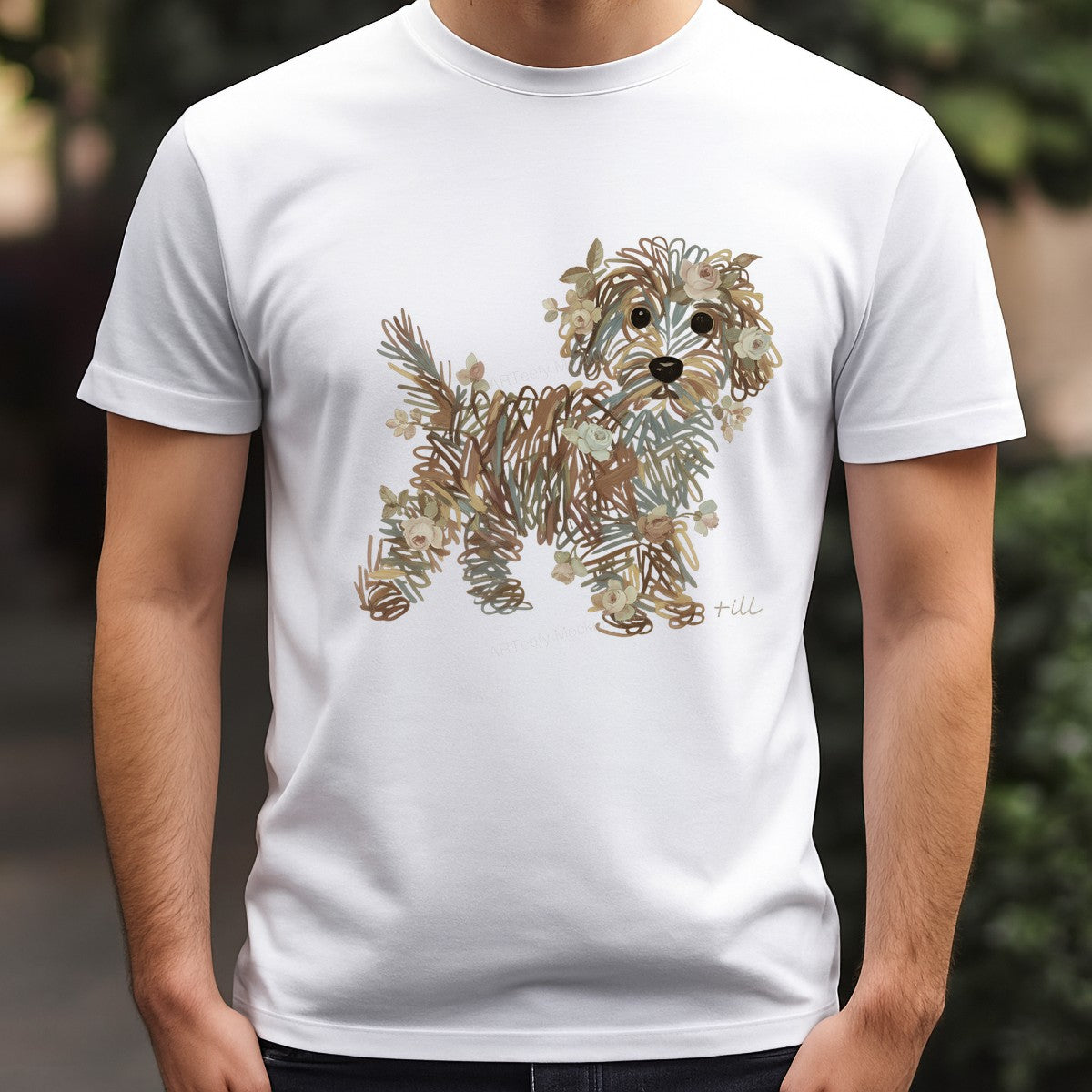 DTF Heat Transfer Iron On Sticker DTF Transfers Ready to Press Floral Dog Sketch Art for T Shirts Hoodies Local Warehouse Clearance - 3