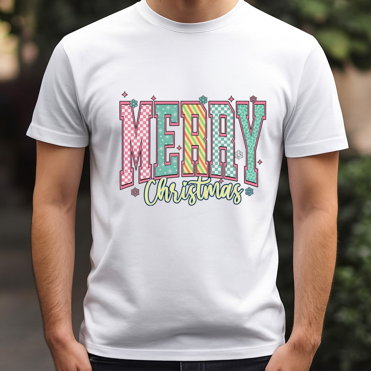 DTF Heat Transfer Iron On Sticker Heat Transfer Designs Ready to Press Merry Christmas Lettering Colorful Patterns for Holiday Apparel Decorations Clearance - 3
