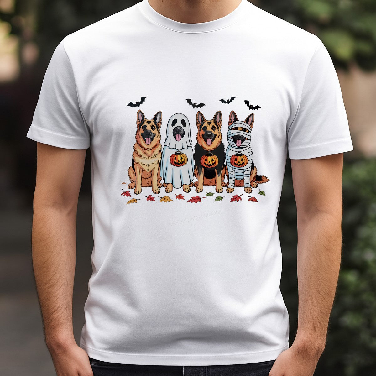 DTF Heat Transfer Iron On Sticker Iron On Transfers for T Shirts Halloween German Shepherd Ghost Mummy Design for Party Wear Local Warehouse - 3