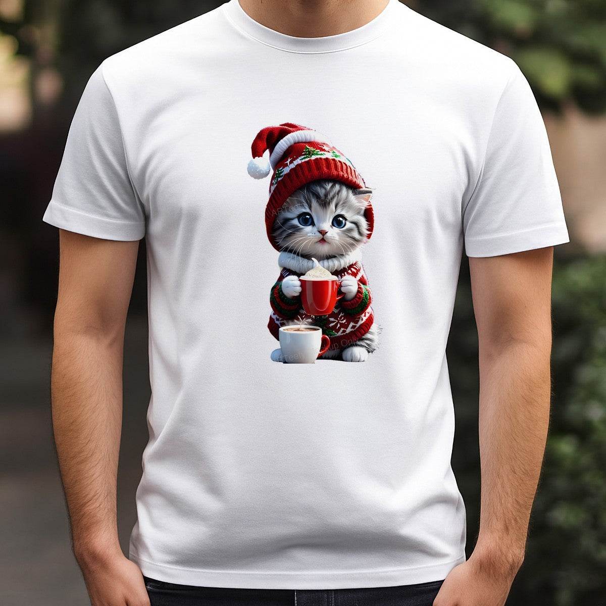 DTF Heat Transfer Iron On Sticker Iron On Transfers for T Shirts Christmas Cute Kitten in Santa Hat Design Heat Press Ready Local Warehouse - 3