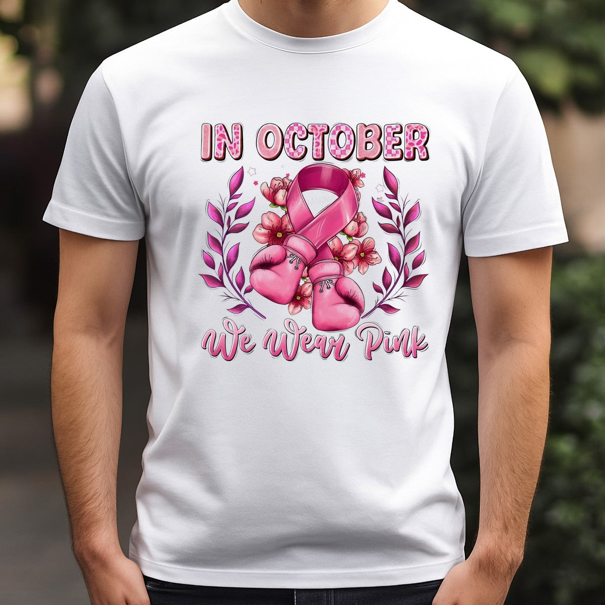 DTF Heat Transfer Iron On Sticker Iron On Heat Transfers Pink Ribbon Boxing Gloves Floral Design Breast Cancer Awareness Items Local Warehouse - 3