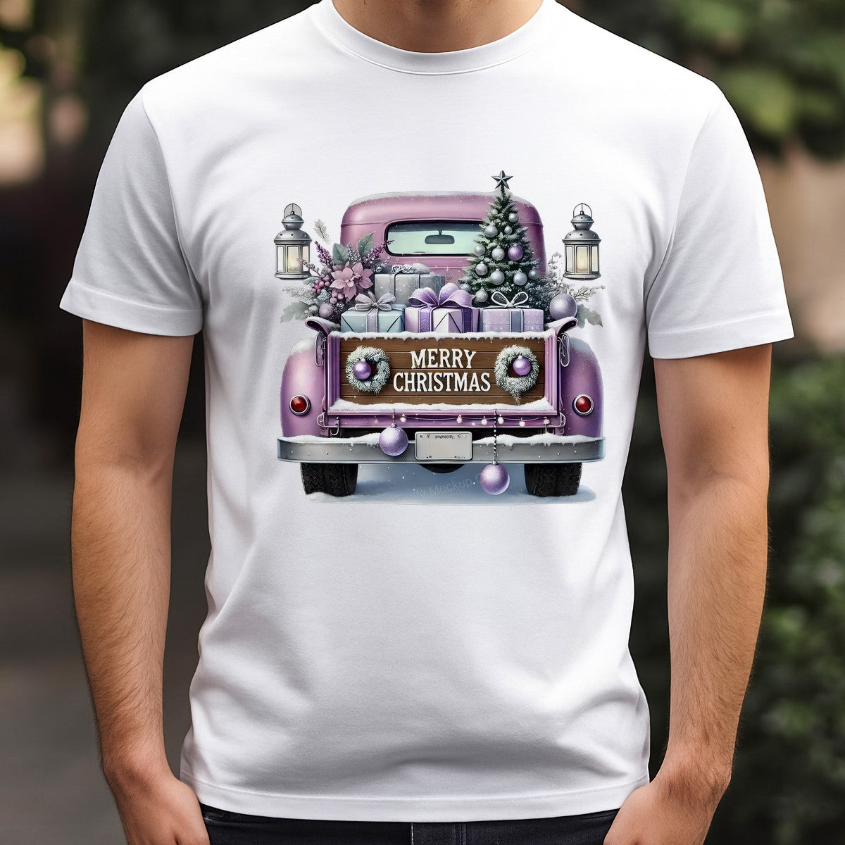 DTF Heat Transfer Iron On Sticker Iron On Heat Transfers Vintage Truck Christmas Theme Holiday Decorations for Shirts Hoodies Local Warehouse - 3