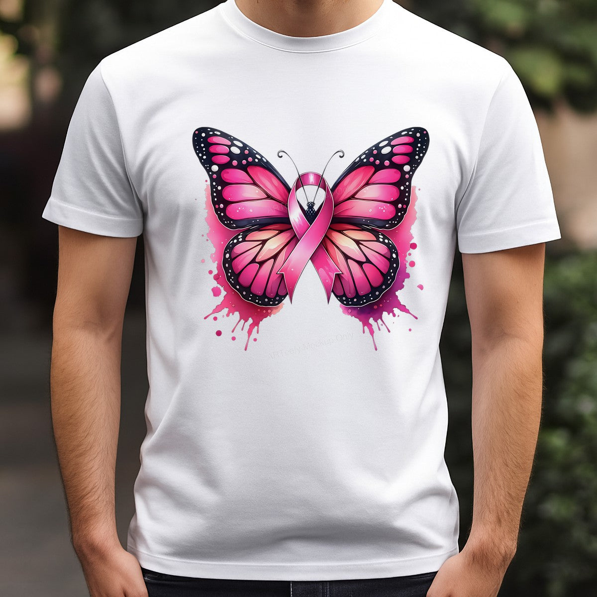 DTF Heat Transfer Iron On Sticker Iron On Heat Transfers Pink Butterfly Breast Cancer Awareness for T Shirts Hoodies Local Warehouse - 3