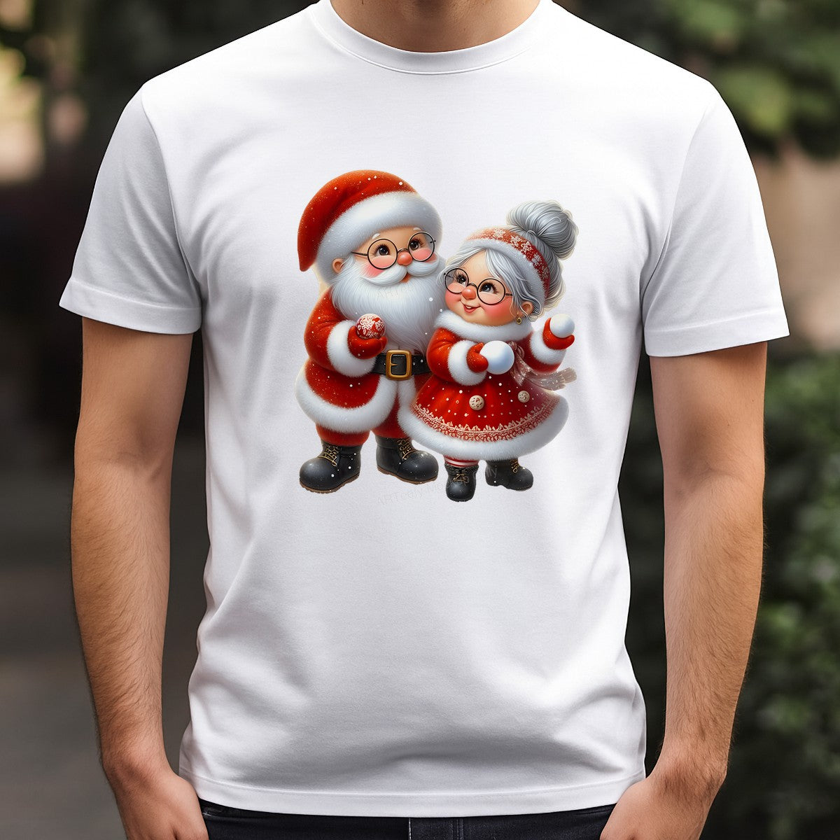 DTF Heat Transfer Iron On Sticker Heat Transfer Designs Ready to Press Christmas Santa Couple Playing Snowballs Iron On Patches for Holiday Shirts Local Warehouse - 3