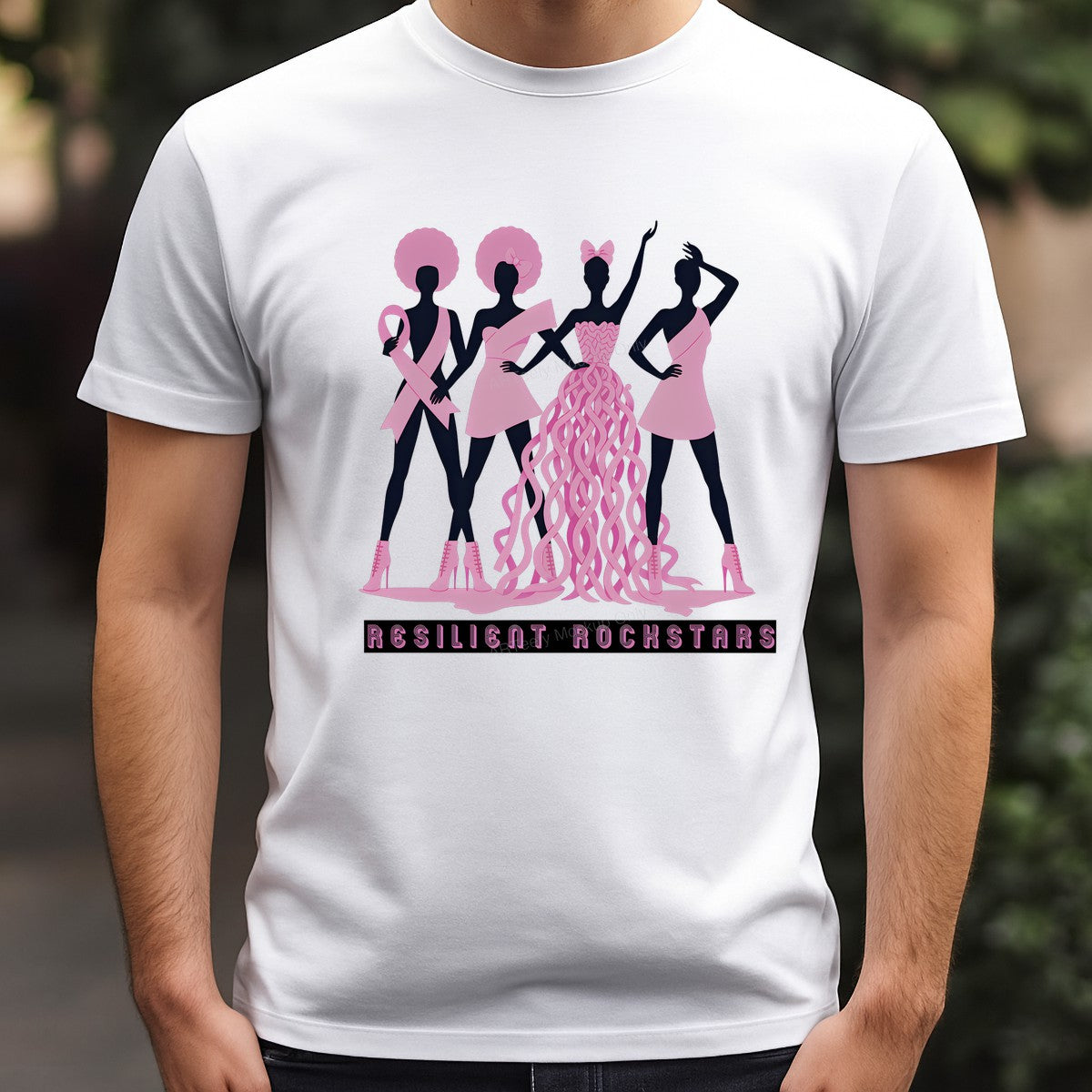 DTF Heat Transfer Iron On Sticker Iron On Heat Transfers Pink Ribbon Resilient Rockstars Design Breast Cancer Awareness Items for T Shirts Hoodies Clearance - 3