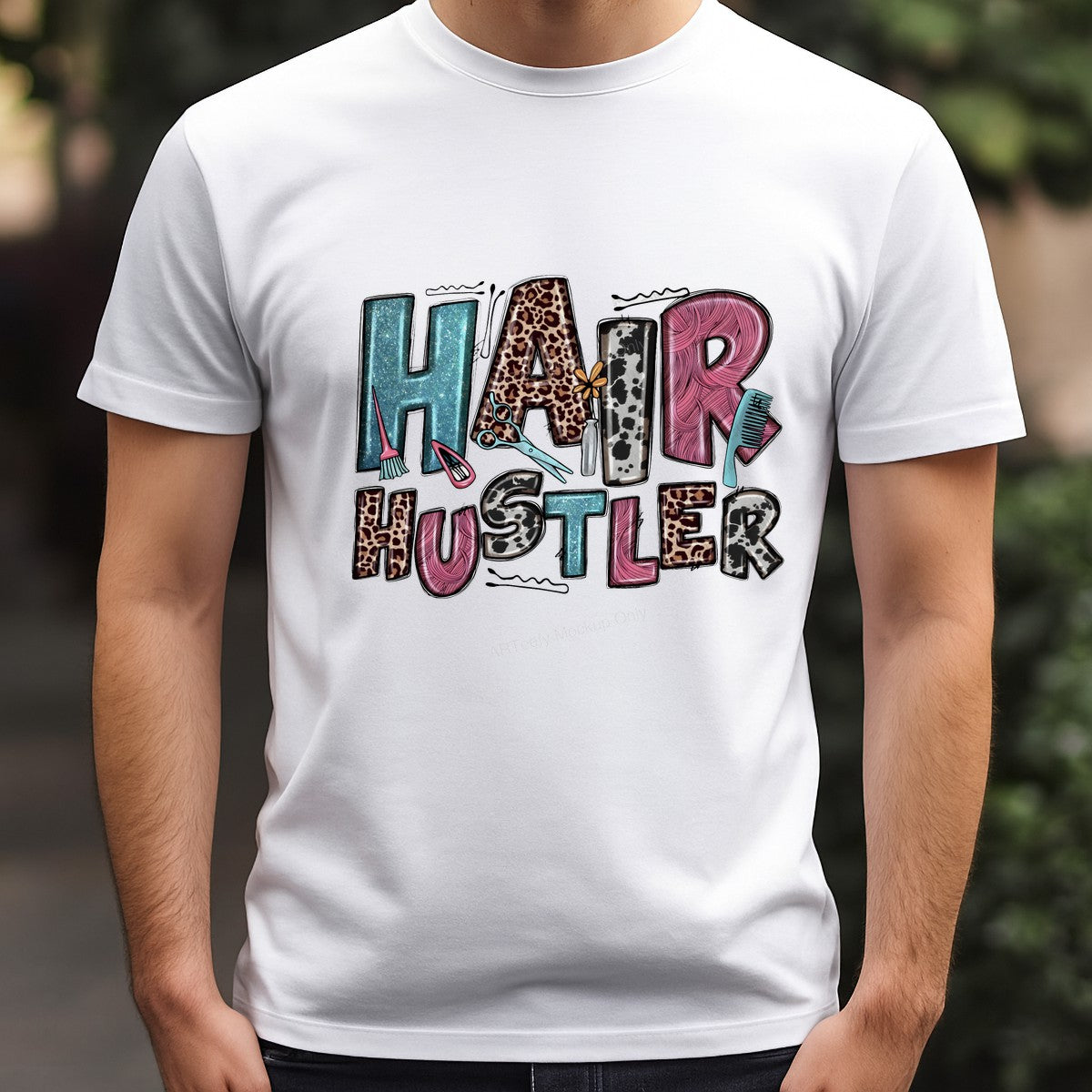 DTF Heat Transfer Iron On Sticker Iron On Heat Transfers Hair Hustler Design Leopard Print Barber Tools for T Shirts Hoodies Local Warehouse - 3