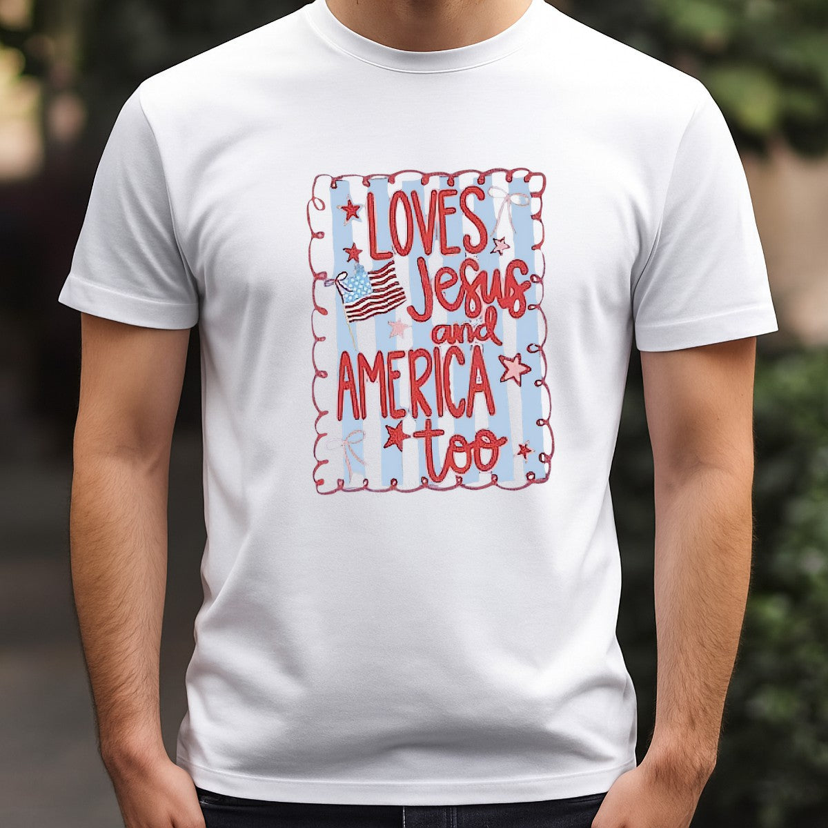 DTF Heat Transfer Iron On Sticker Iron On Heat Transfers Patriotic Love Jesus American Flag Design for T Shirts Hoodies Local Warehouse - 3