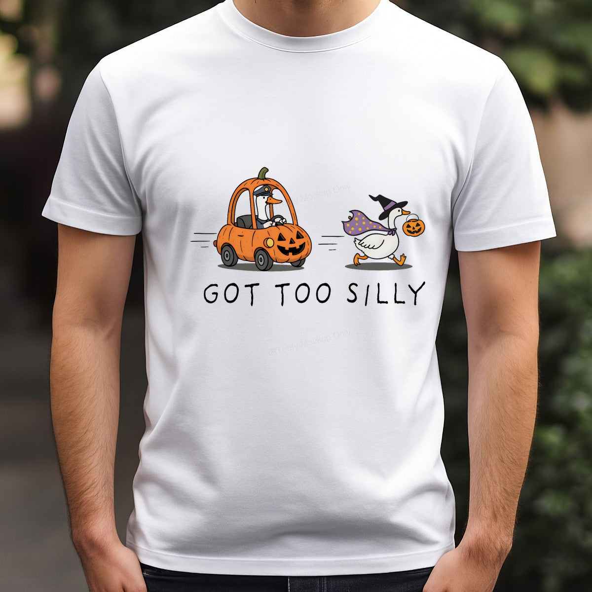 DTF Heat Transfer Iron On Sticker Iron On Heat Transfers Halloween Cartoon Goose and Pumpkin Car Design for T Shirts Local Warehouse - 3