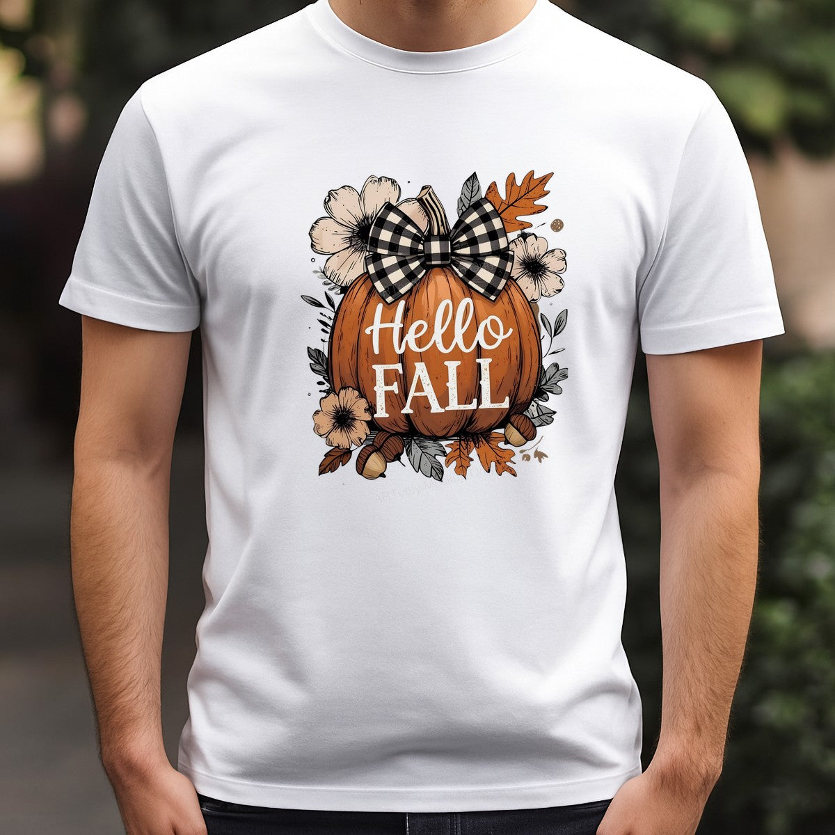 DTF Heat Transfer Iron On Sticker Iron On Heat Transfers Buffalo Plaid Bow Pumpkin with Floral Autumn Design Fall Decorations for Home T Shirts Hoodies Clearance - 3
