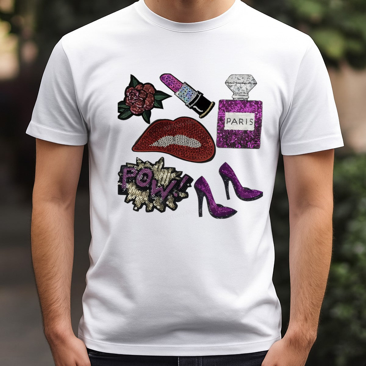 DTF Heat Transfer Iron On Sticker Iron On Transfers for T Shirts Glamorous Sequin Fashion Accessories Inspired Designs for Apparel Bags Jackets Clearance - 3