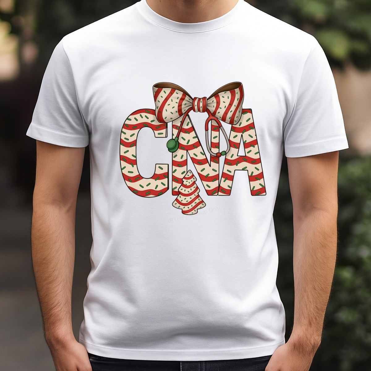 DTF Heat Transfer Iron On Sticker Iron On Transfers for T Shirts Festive CNA Christmas Stethoscope Design for Holiday Apparel Gifts Clearance - 3