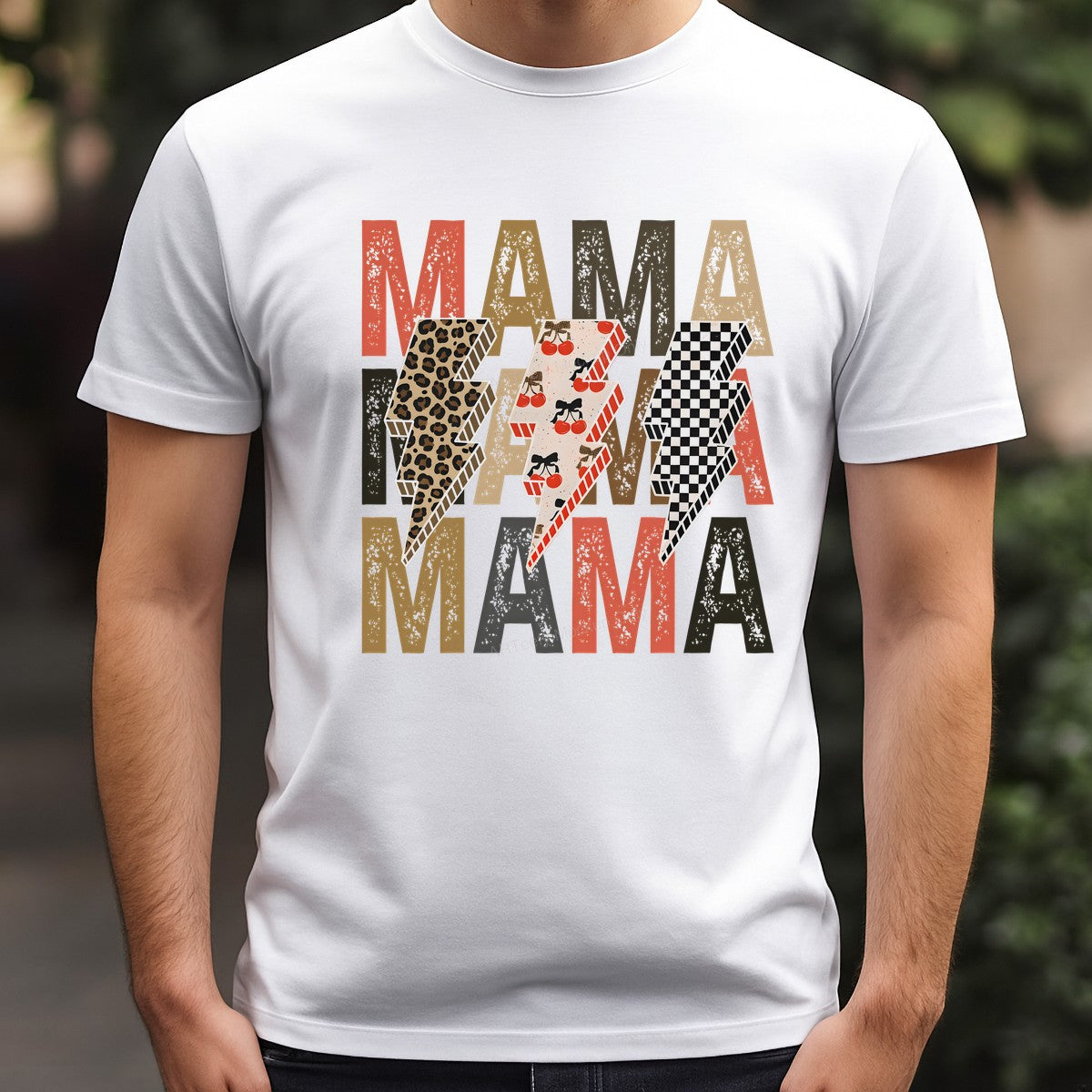 DTF Heat Transfer Iron On Sticker Iron On Heat Transfers Leopard Cherry Checkered Mama Lettering for Mother Day Gifts T Shirts Hoodies Clearance - 3