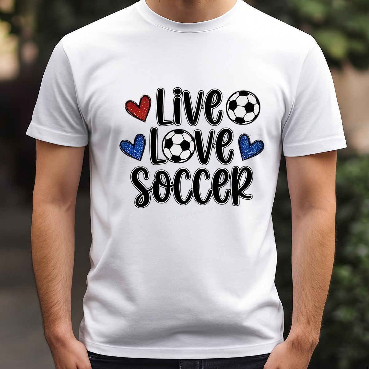 DTF Heat Transfer Iron On Sticker Iron On Heat Transfers Live Love Soccer Design for Sports Apparel Local Warehouse - 3