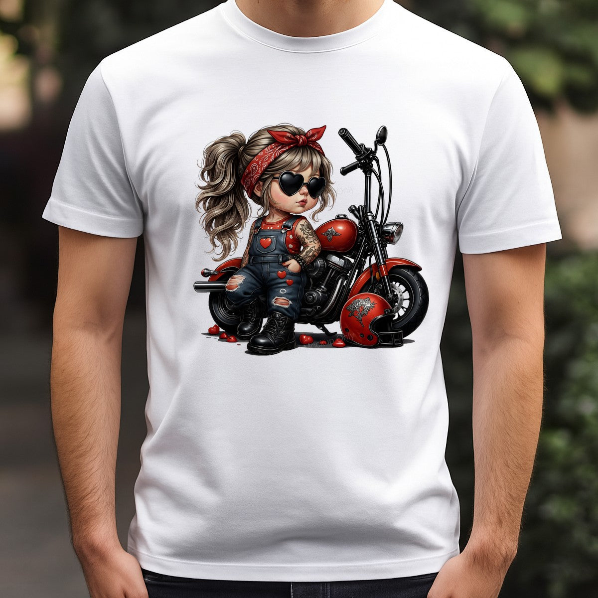 DTF Heat Transfer Iron On Sticker Red Motorcycle Style Heart Tattoos for Apparel Bags Jackets Clearance - 3
