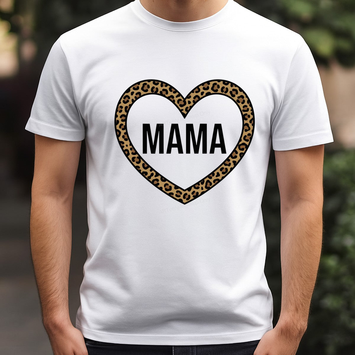 DTF Heat Transfer Iron On Sticker Iron On Heat Transfers Leopard Heart Mama Design for T Shirts Apparel Gifts Local Warehouse - 3