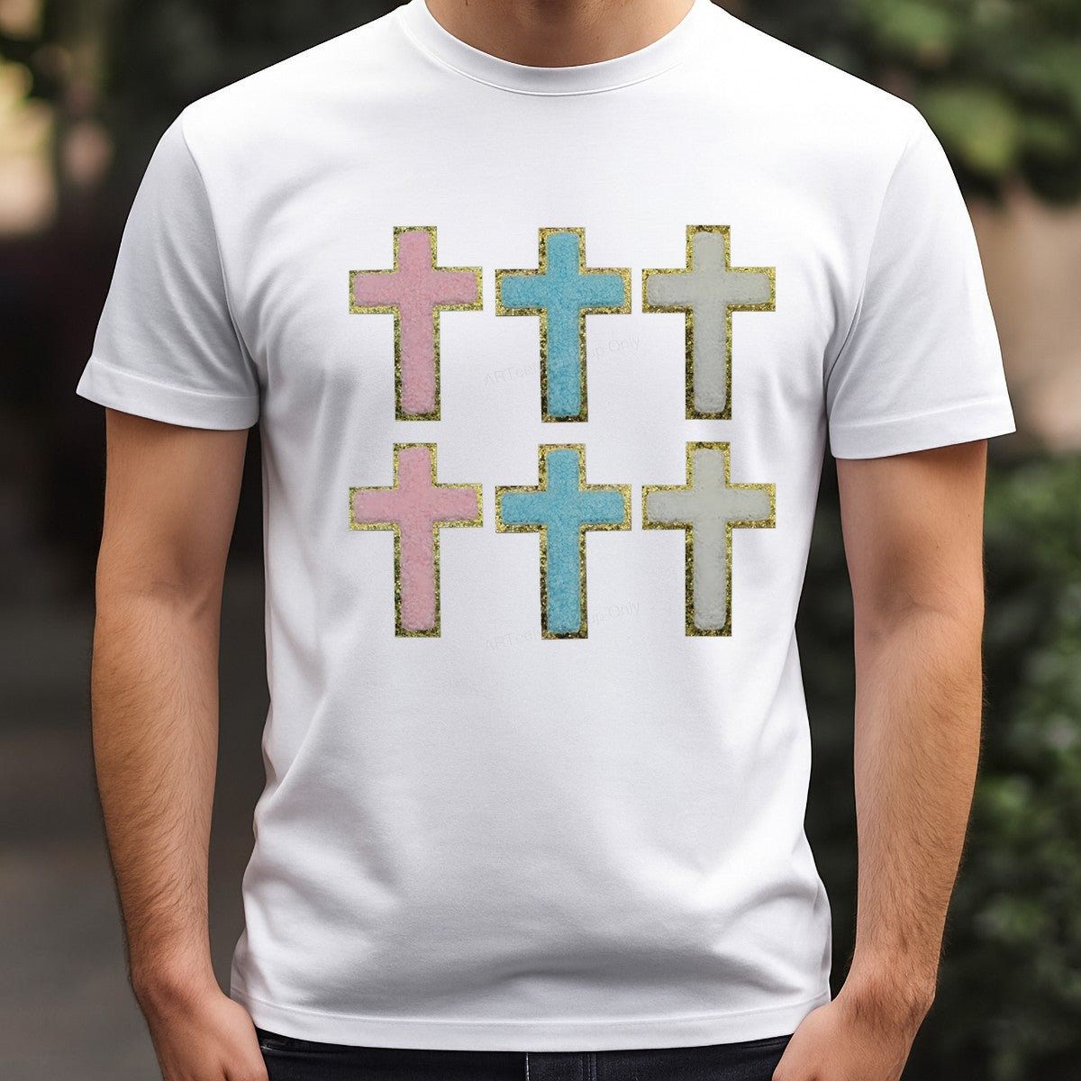 DTF Heat Transfer Iron On Sticker Iron On Heat Transfers Colorful Cross Design Religious Apparel Accessories Local Warehouse - 3