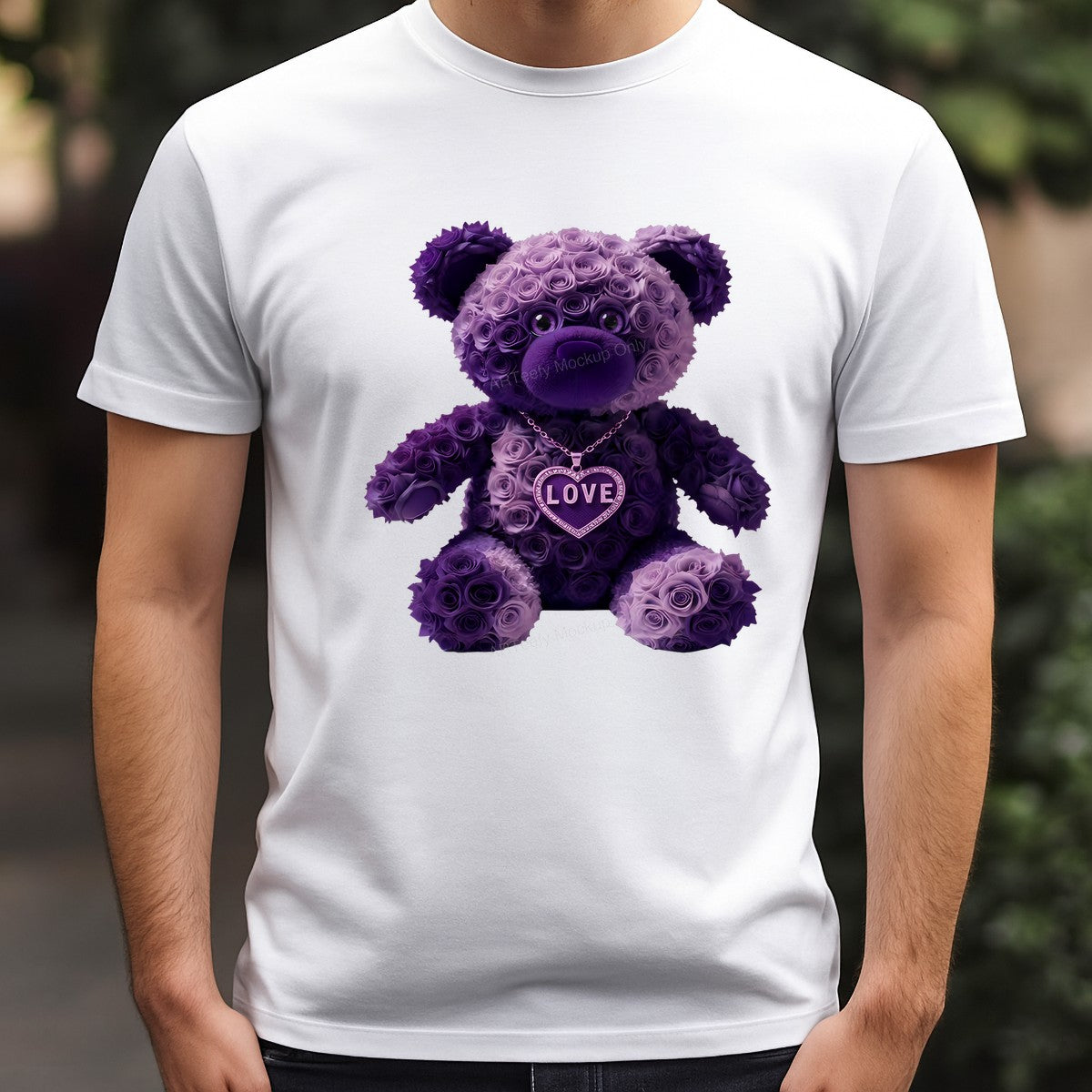 DTF Heat Transfer Iron On Sticker Iron On Heat Transfers Purple Rose Bear Design Romantic Gift Ideas for Valentine Day Clearance - 3