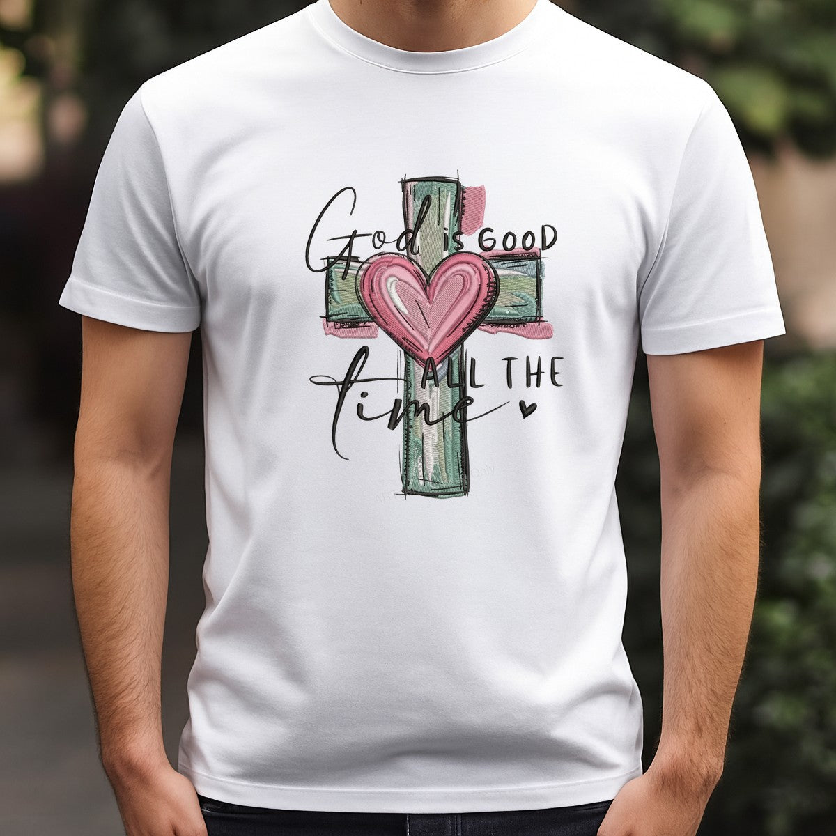 DTF Heat Transfer Iron On Sticker Iron On Heat Transfers Heart Cross Religious Design for T Shirts Hoodies Local Warehouse - 3