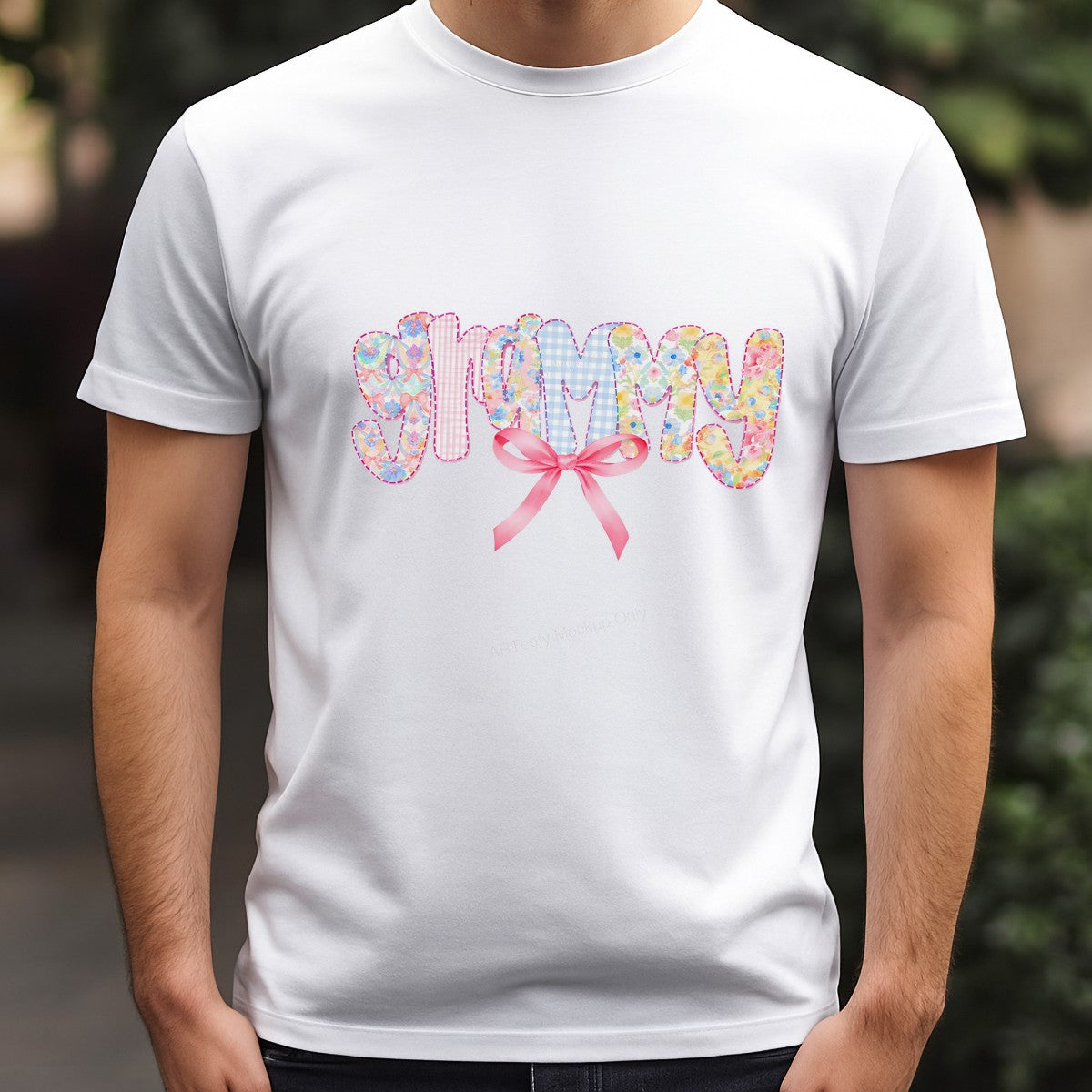 DTF Heat Transfer Iron On Sticker Iron On Heat Transfers Floral Grammy Lettering with Pink Bow for Mother Day Gifts T Shirts Hoodies Clearance - 3