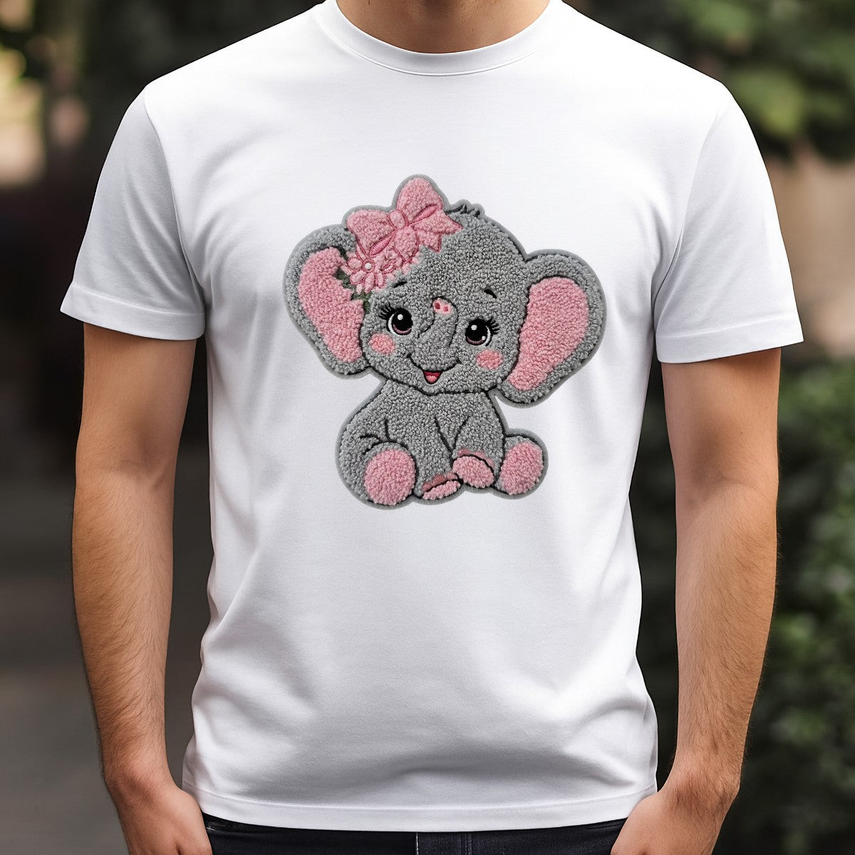 DTF Heat Transfer Iron On Sticker Iron On Heat Transfers Adorable Elephant with Pink Bow for T Shirts Hoodies Local Warehouse - 3