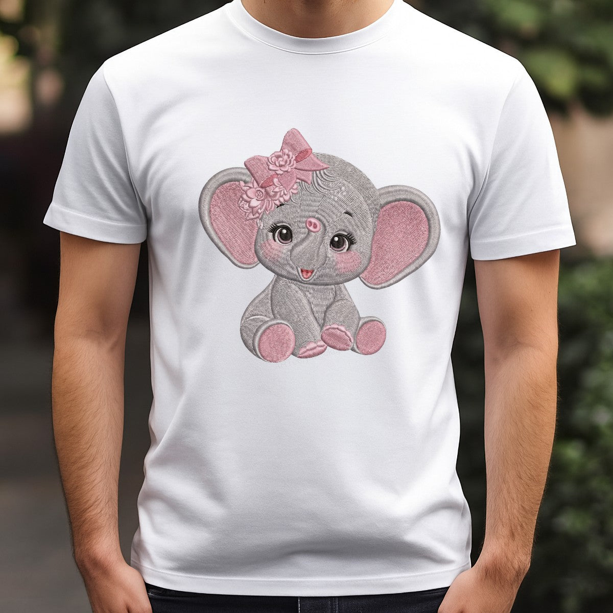 DTF Heat Transfer Iron On Sticker Iron On Transfers for T Shirts Cute Elephant Design Pink Bow Flowers Heat Press Ready for Apparel Bags Jackets Local Warehouse - 3
