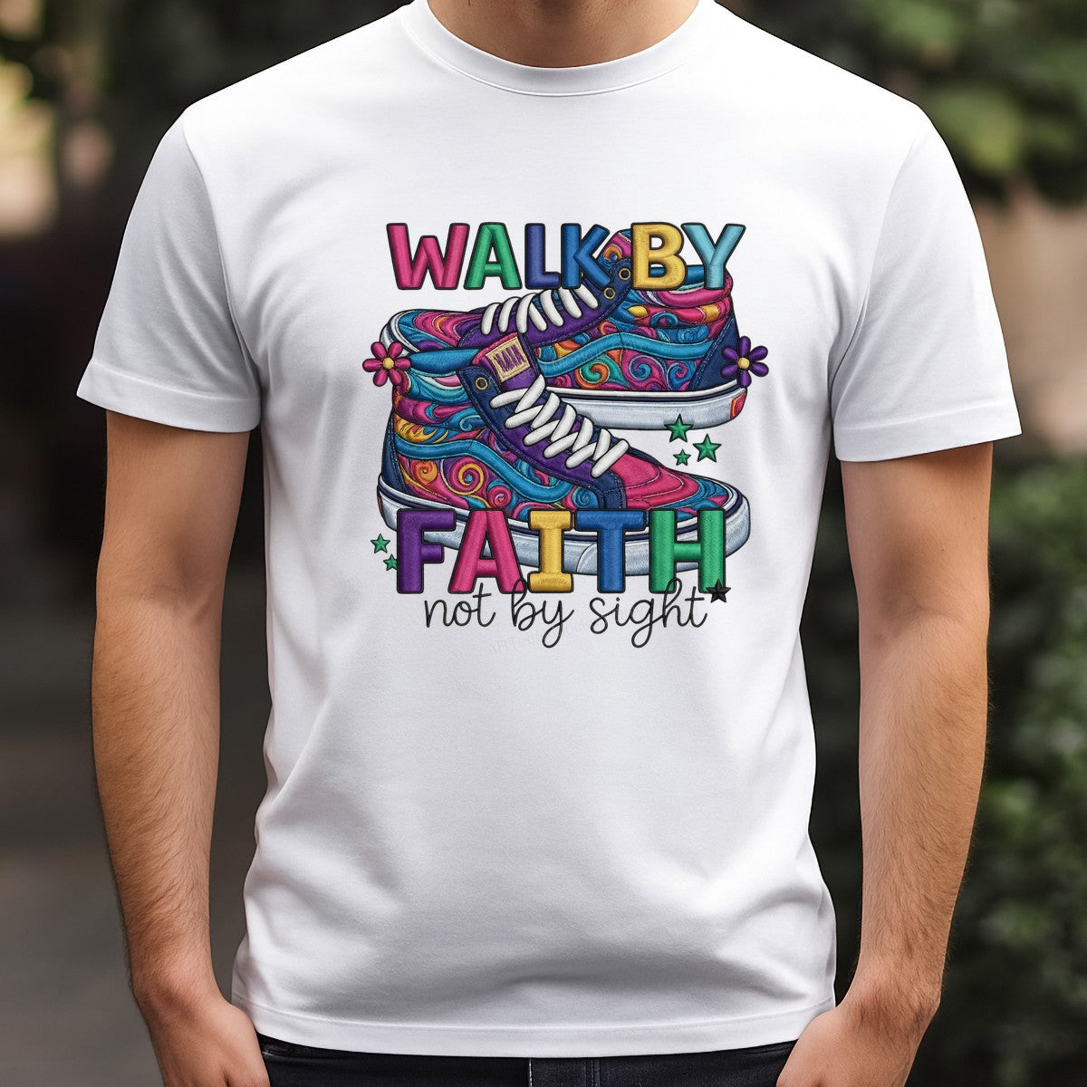 DTF Heat Transfer Iron On Sticker Iron On Heat Transfers Colorful Sneakers Design Faith Lettering for Apparel Bags Jackets Clearance - 3
