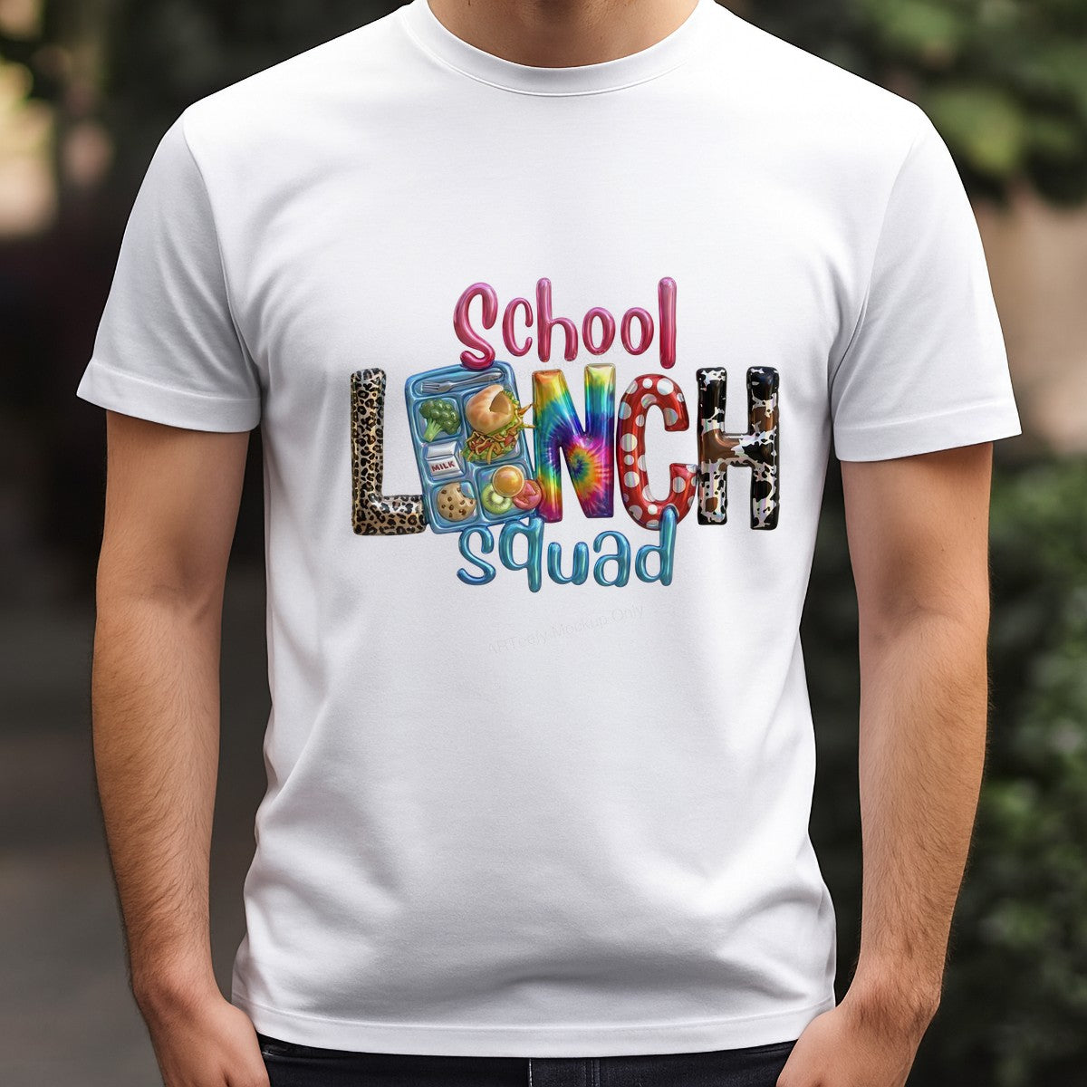 DTF Heat Transfer Iron On Sticker Iron On Transfers for T Shirts School Lunch Squad Colorful Lettering Trendy Apparel Designs Local Warehouse - 3
