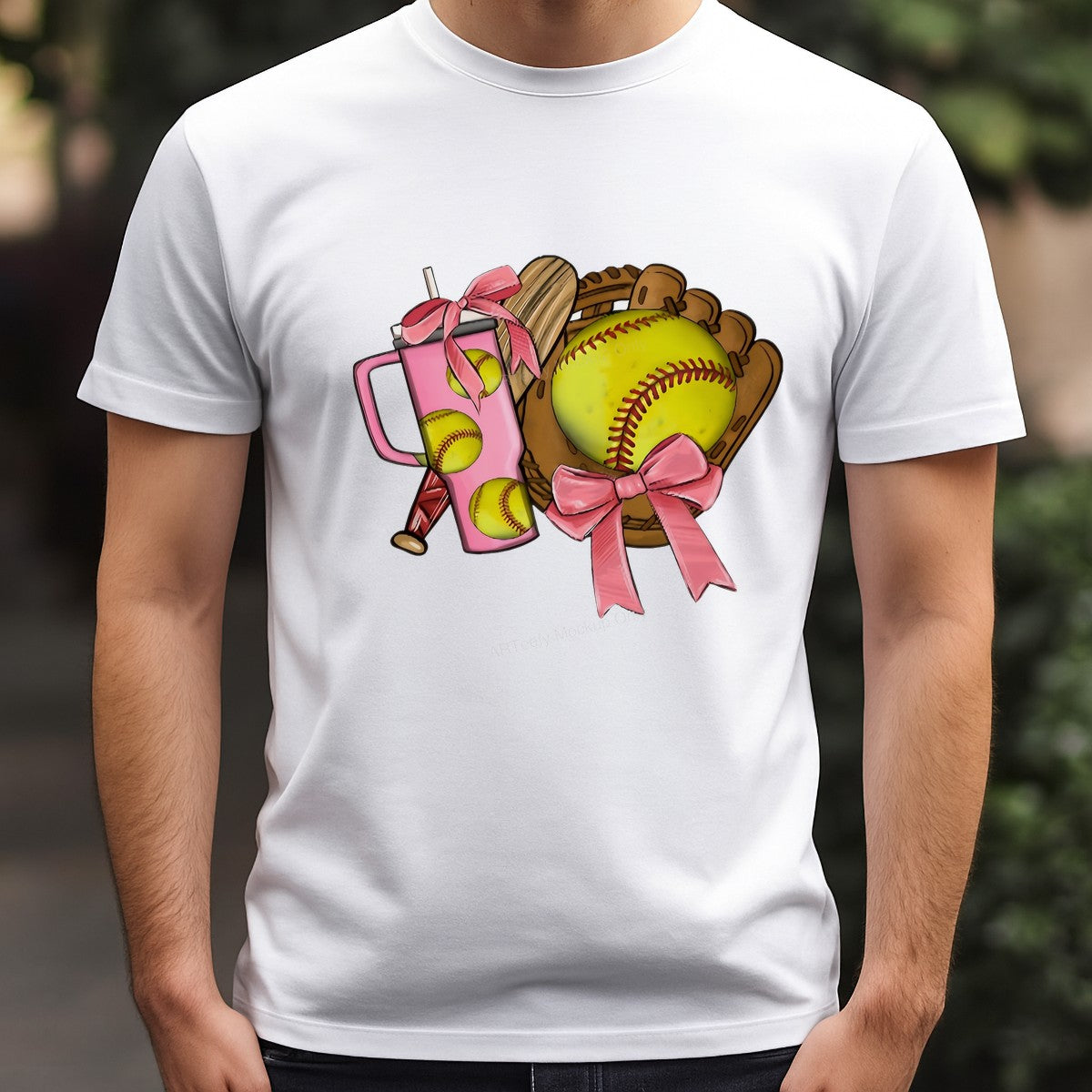 DTF Heat Transfer Iron On Sticker Iron On Heat Transfers Pink Softball Design for Sports Apparel Bags Clearance - 3